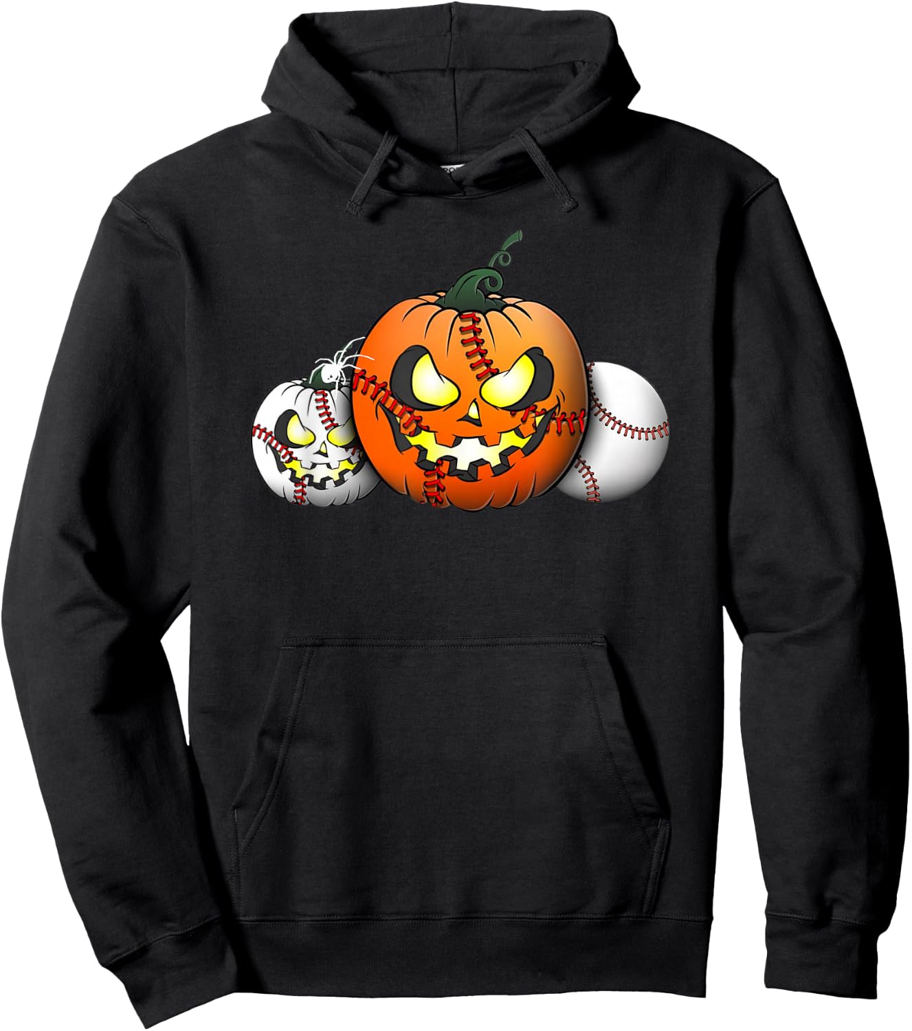 Horror Pumpkin Baseball Halloween Baseball Boys Youth Men Hoodie - Hoodie | Black