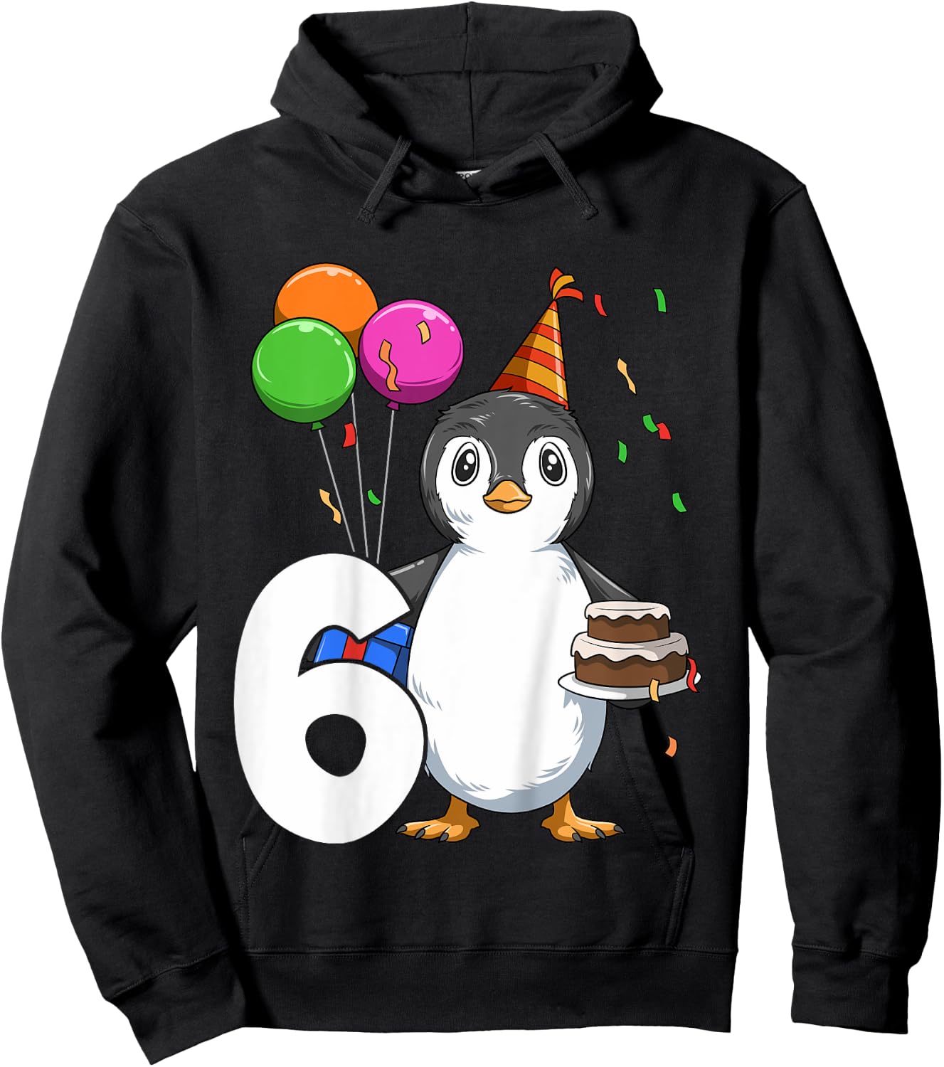 Penguin Birthday 6 Penguin 6th Birthday Outfit Penguin Party Hoodie - Hoodie | Black