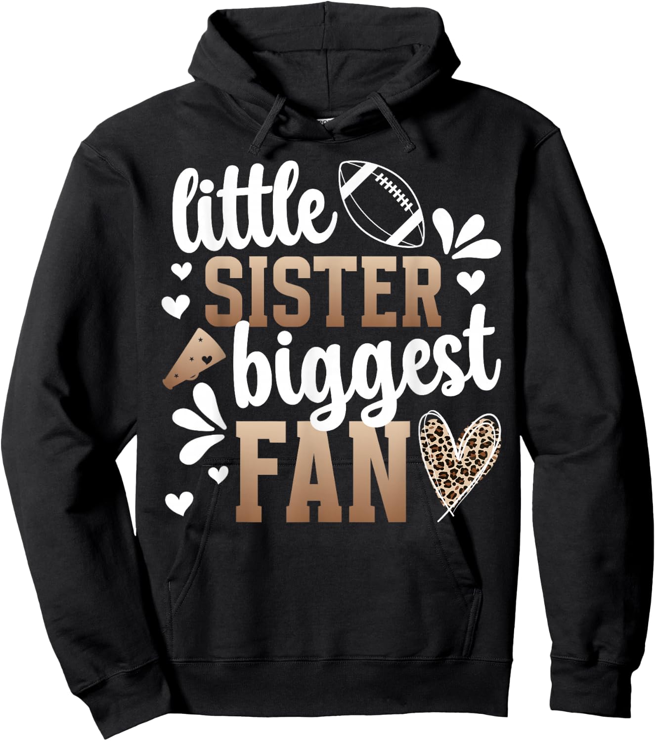 Little Sister Flag Football Sister of A Flag Football Player Hoodie - Hoodie | Black