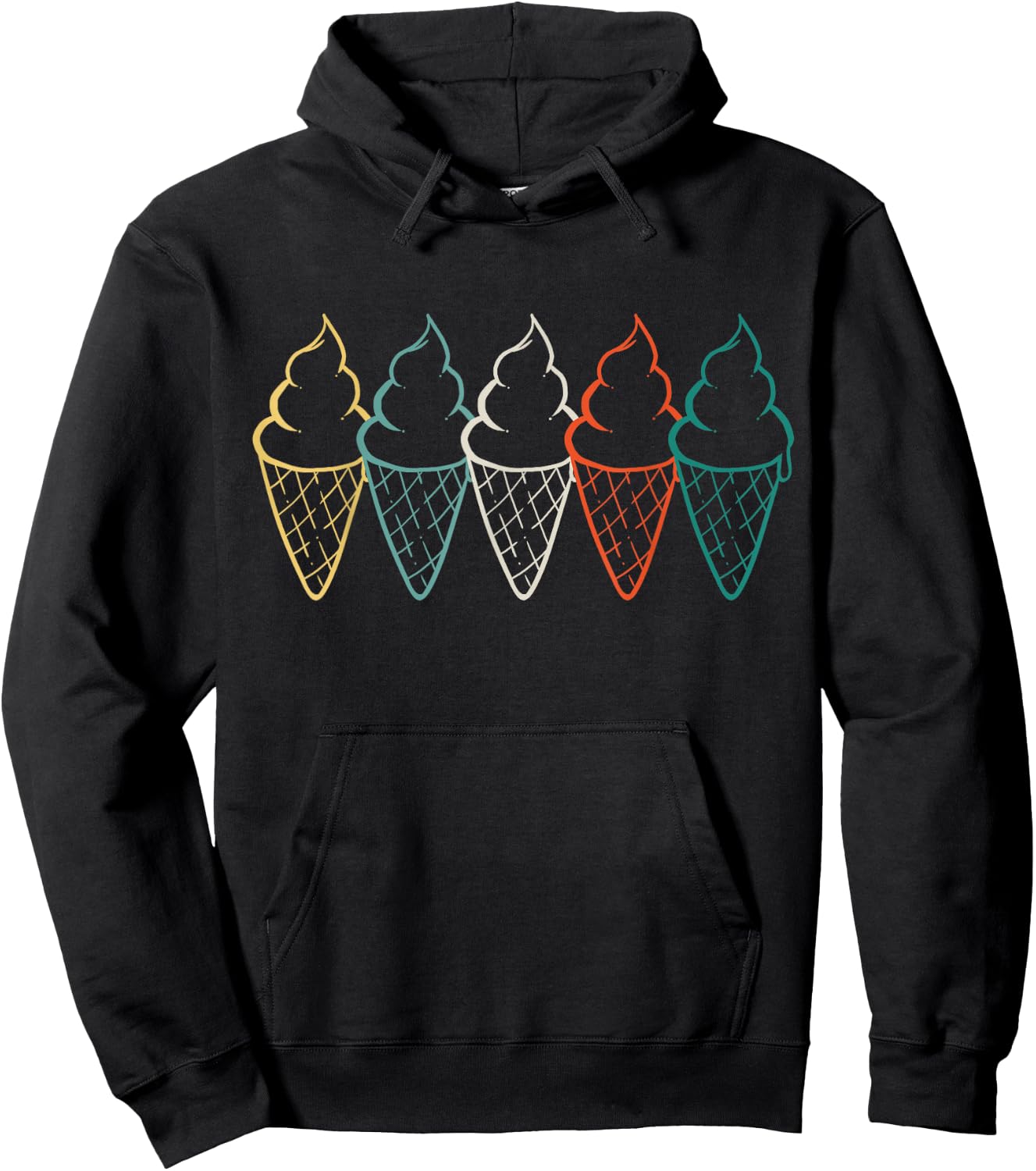 Ice Cream Cones Retro Hoodie - Hoodie | Black