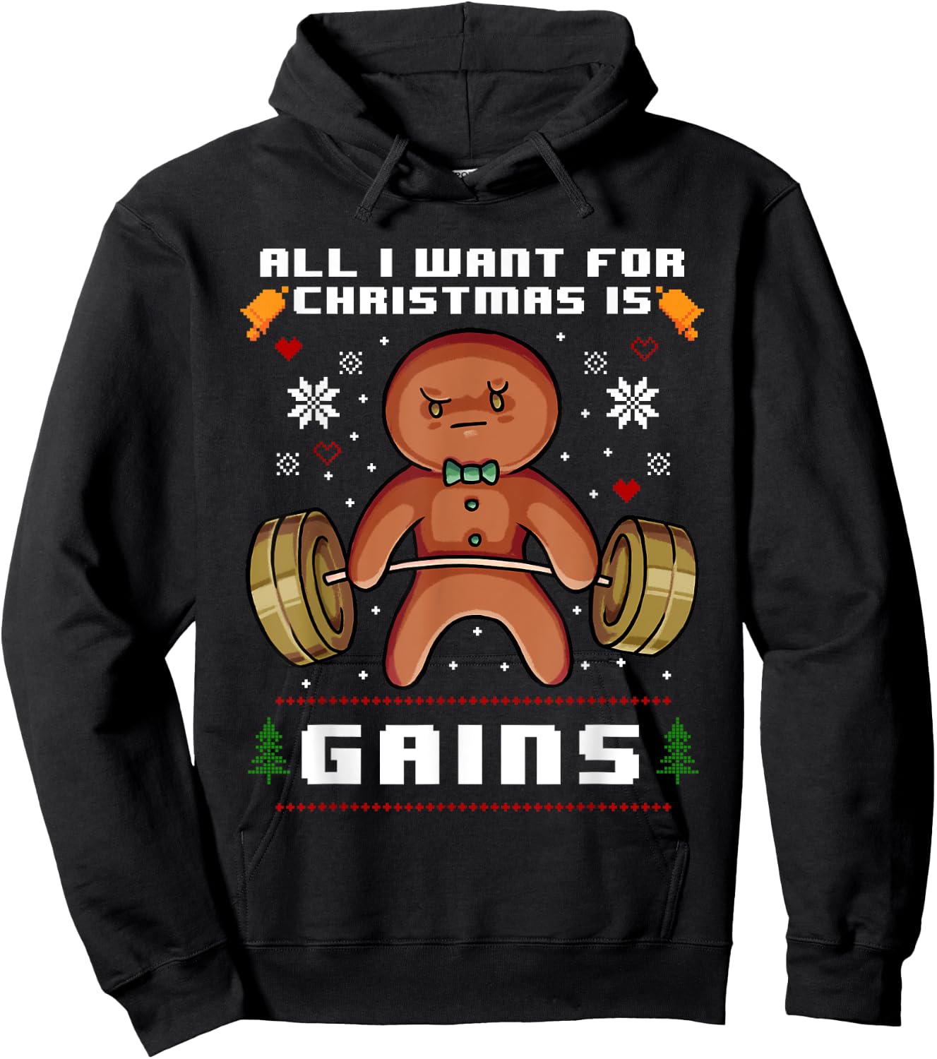 All I Want for Christmas is Gains Gingerbread Gym Workout Hoodie - Hoodie | Black