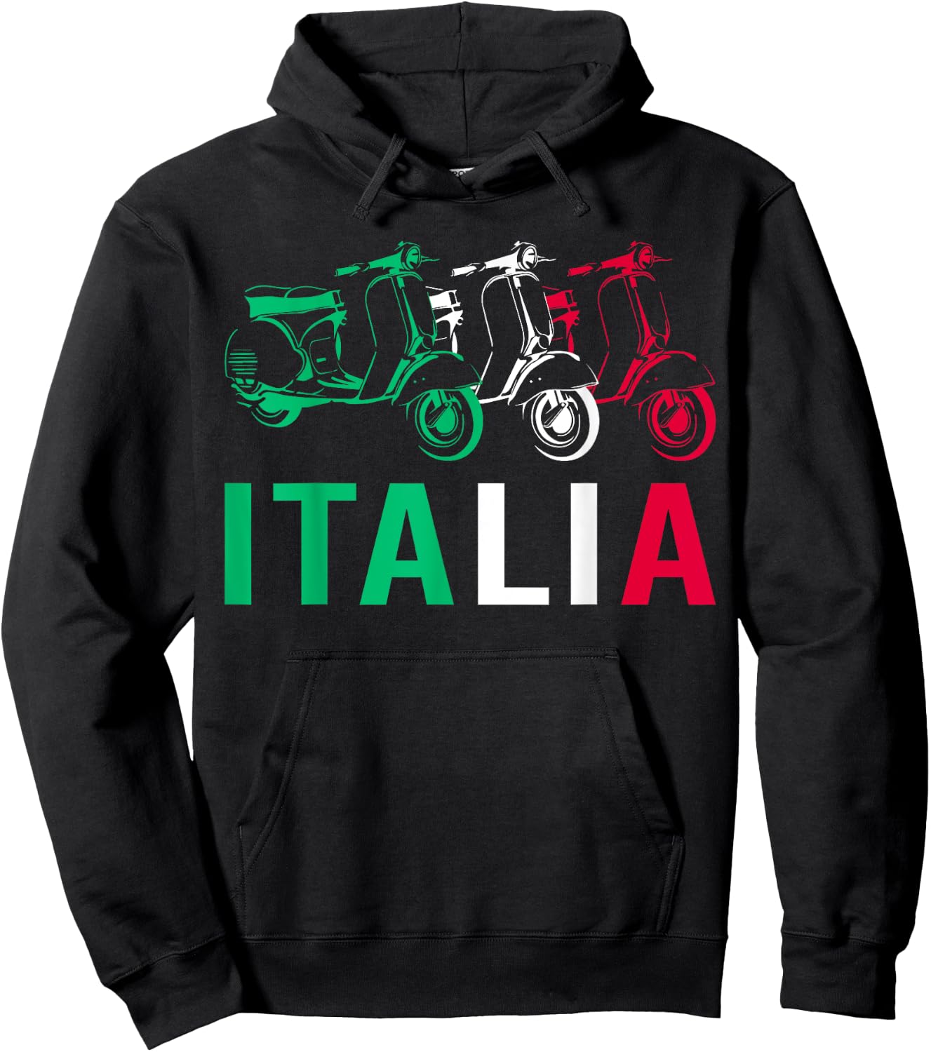 Italia Vintage Scooter Funny Italian Flag Scoot Lover Gift Hoodie - Hoodie | Black