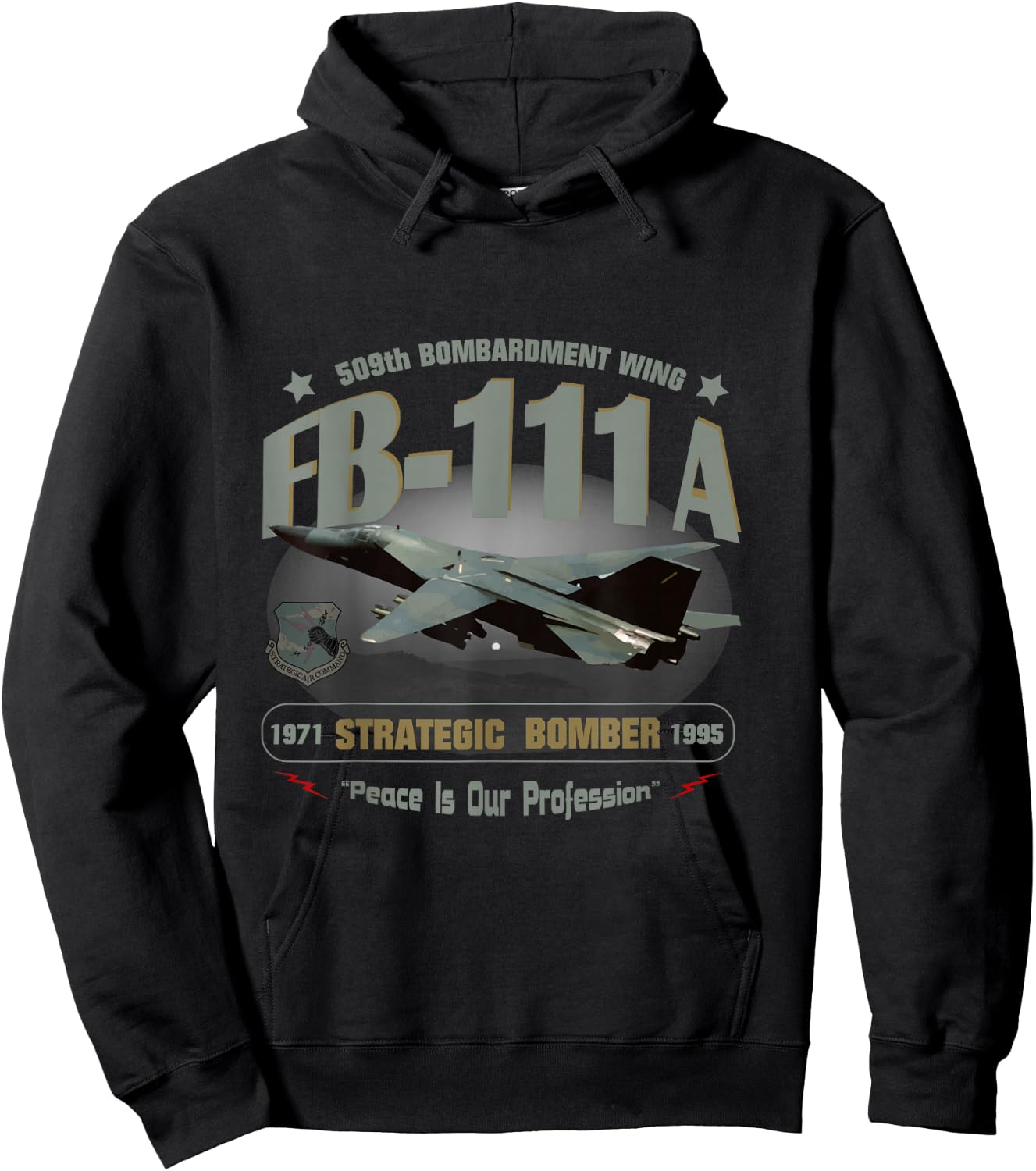 TSH Designs -Adults Black FB-111A 509th Bombardment Wing--Pease AFB Hoodie - Hoodie | Black