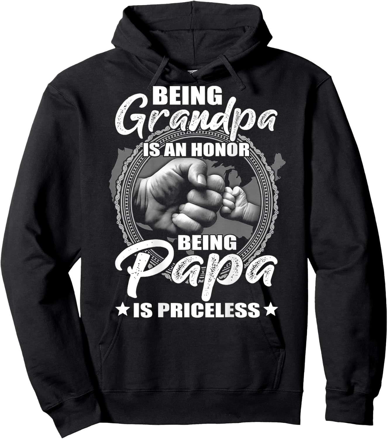 Being Grandpa Is An Honor Being PaPa is Priceless (on back) Hoodie - Hoodie | Black