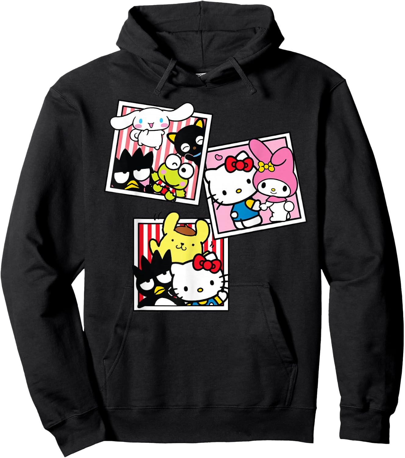 Hello Kitty And Friends Photo Booth Fun Short Sleeve Hoodie - Hoodie | Black