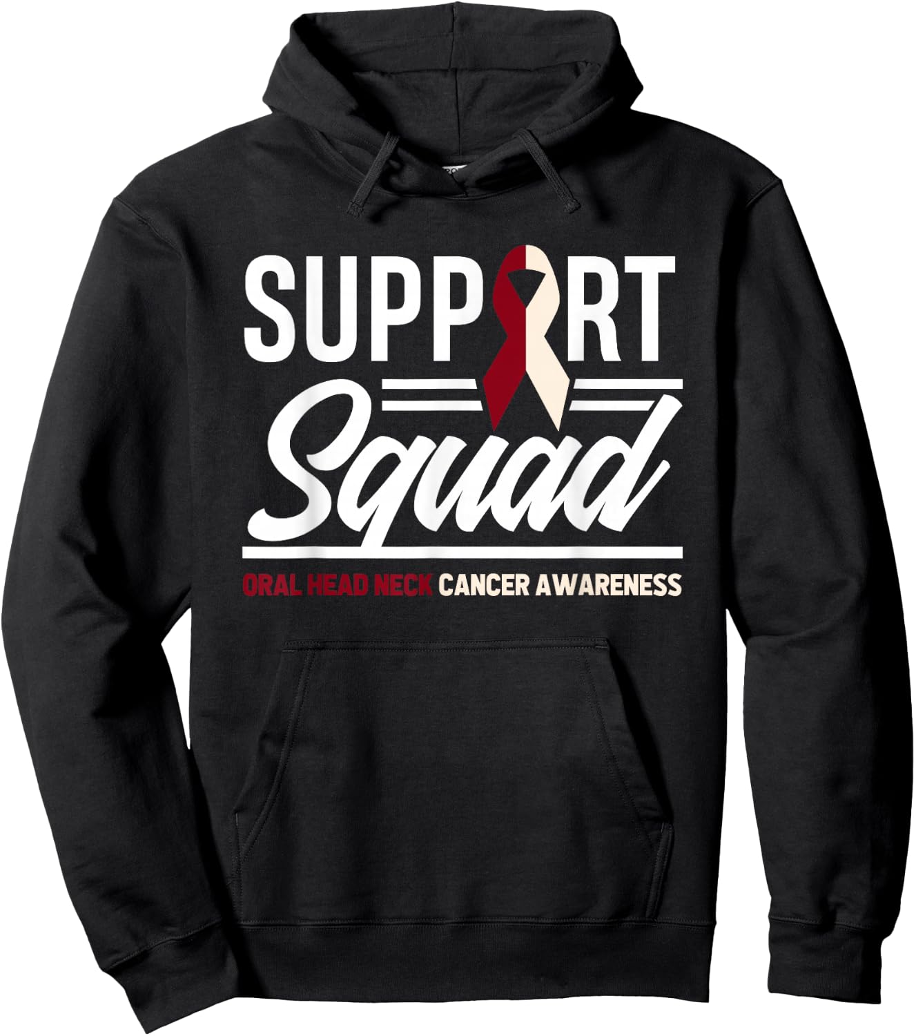 Support Squad Throat Oral Head & Neck Cancer Awareness Hoodie - Hoodie | Black