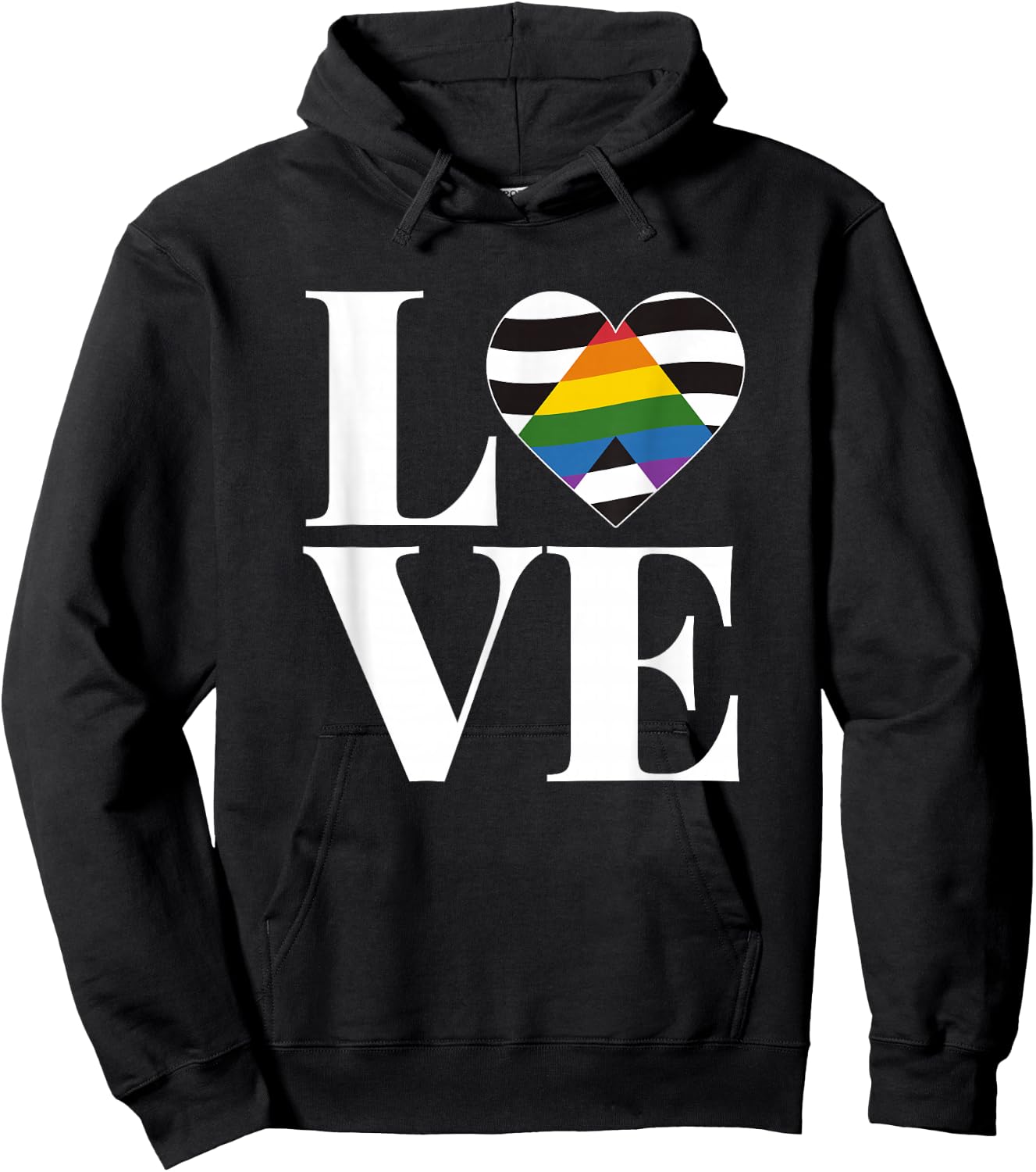 LOVE Straight Alliance Shirt Straight Ally Pride Flag Hoodie - Hoodie | Black