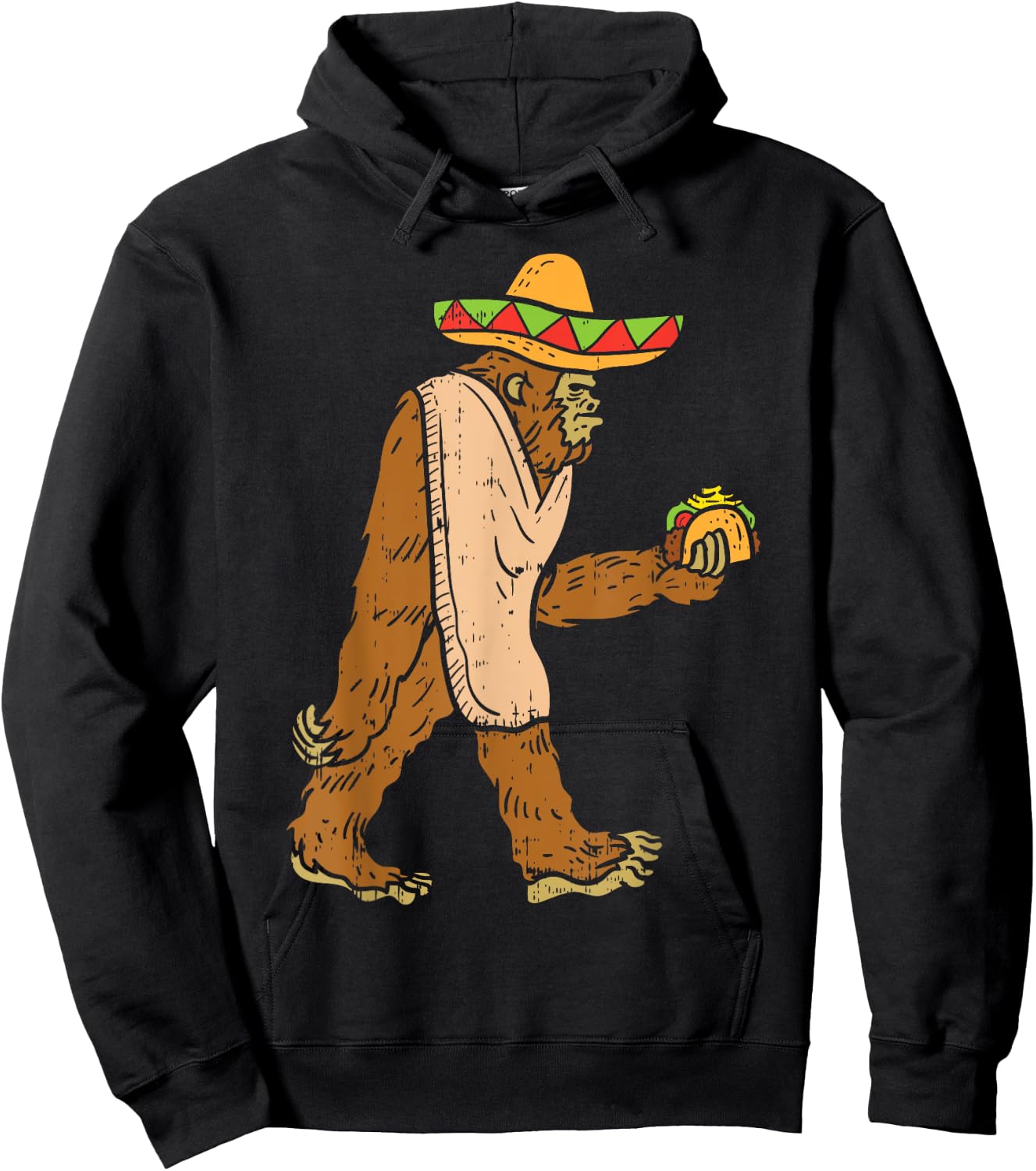 Mexican Bigfoot Sombrero Taco El Squatcho Fun Cinco De Mayo Hoodie - Hoodie | Black