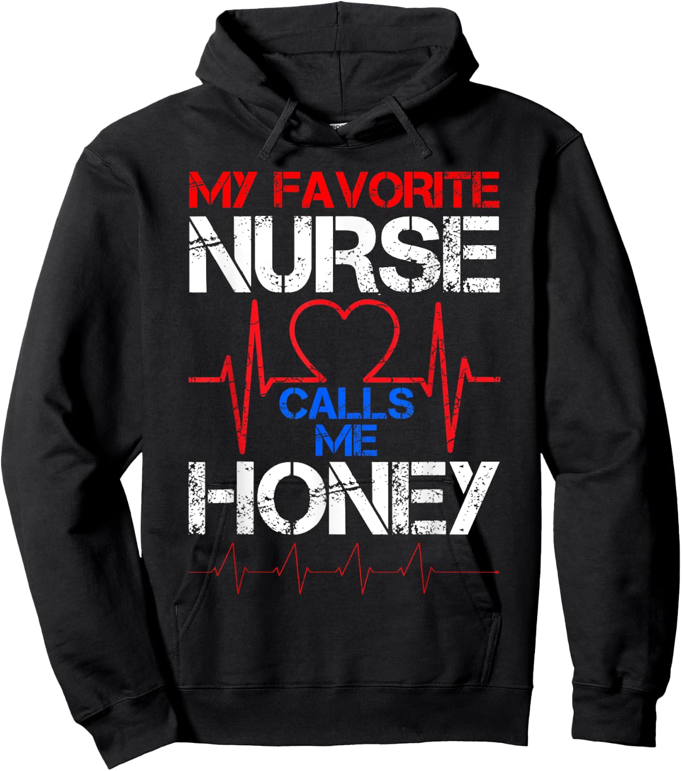My Favorite Nurse Calls Me Honey Cool Vintage Nurse Husband Hoodie - Hoodie | Black