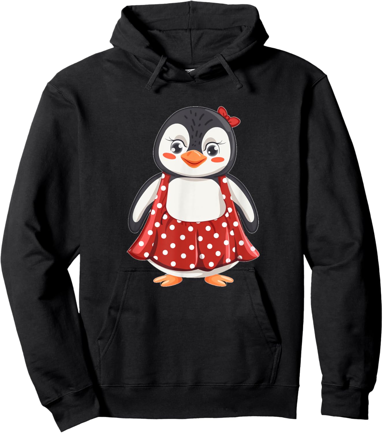 Cute Polka Dot Penguin for Dress and Penguins Lovers Hoodie - Hoodie | Black