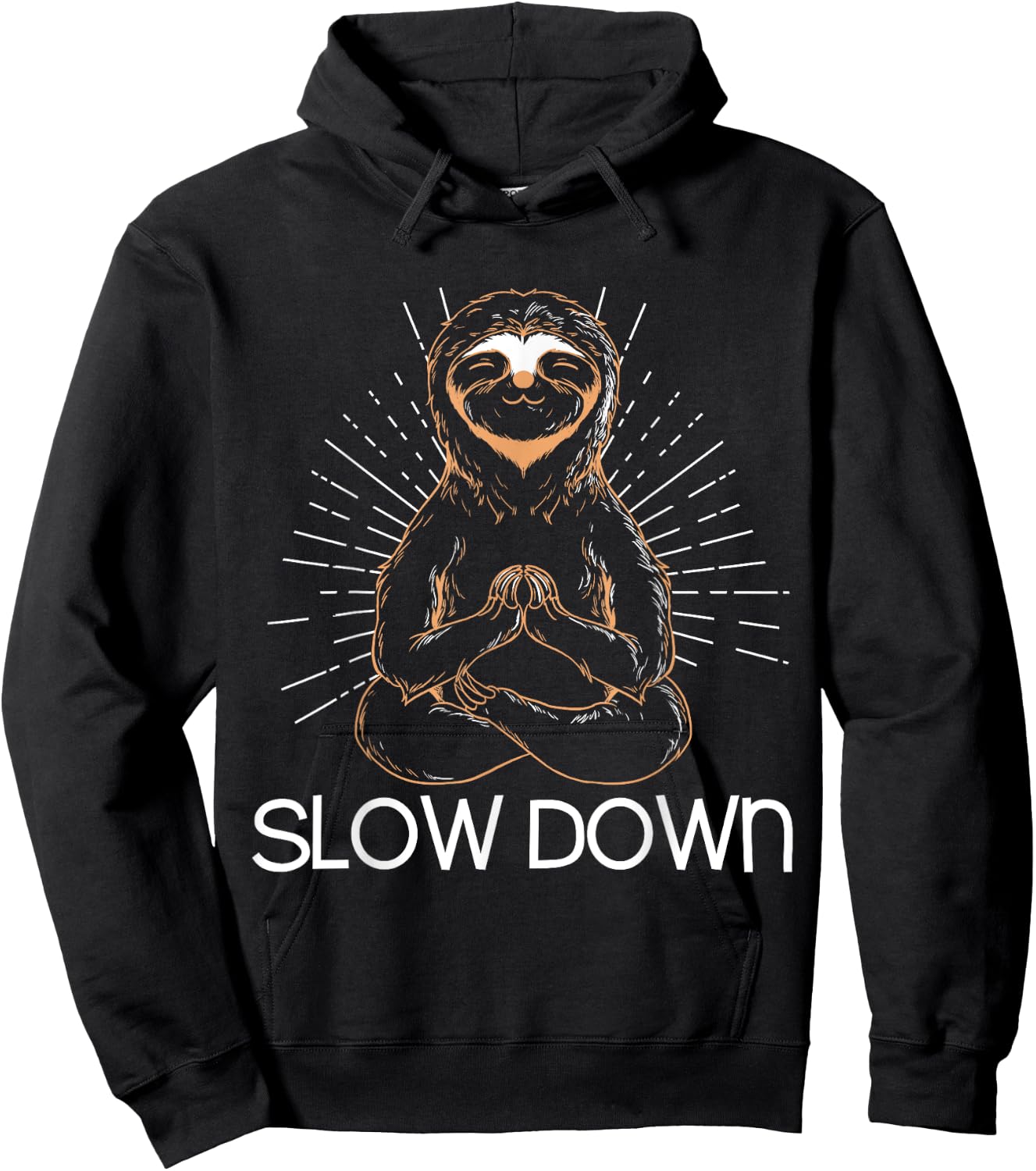 Meditating Sloth Slow Down Funny Yoga Hoodie - Hoodie | Black