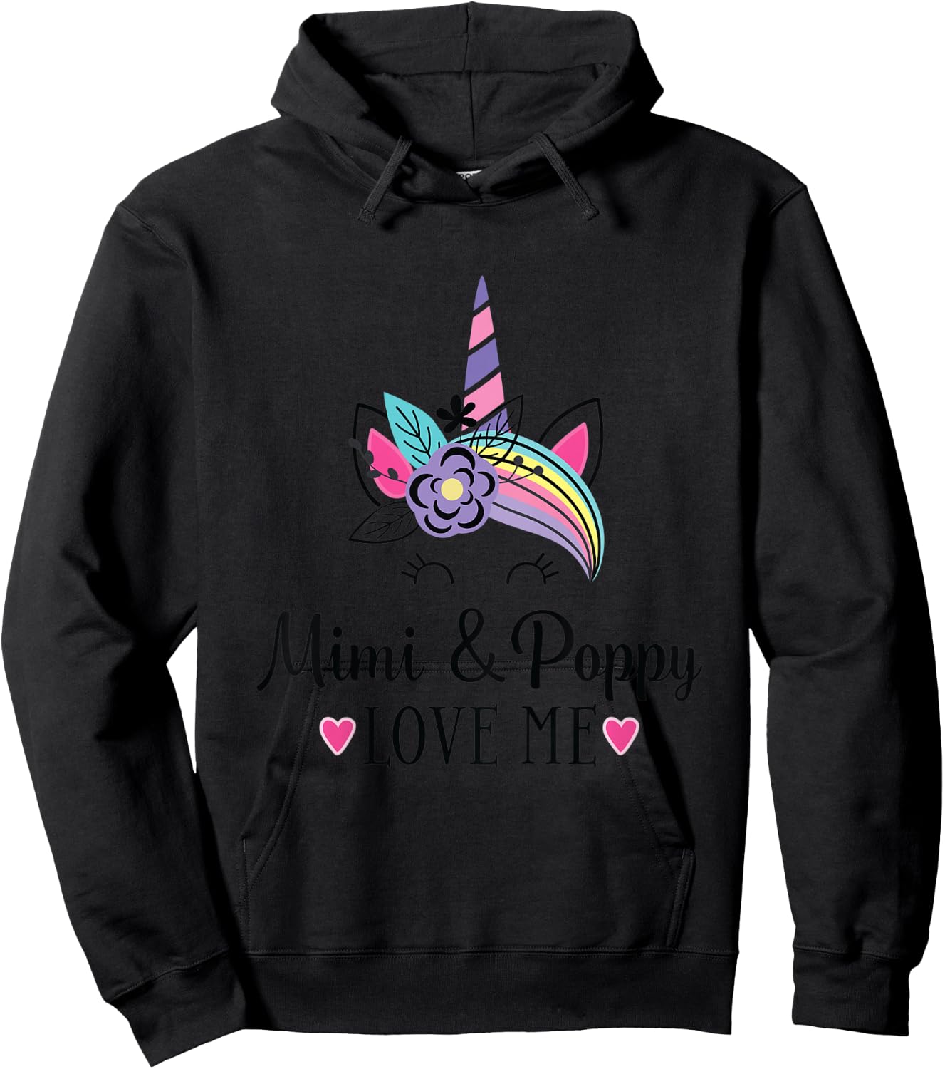 Kids Mimi and Poppy Love Me Granddaughter Unicorn Hoodie - Hoodie | Black