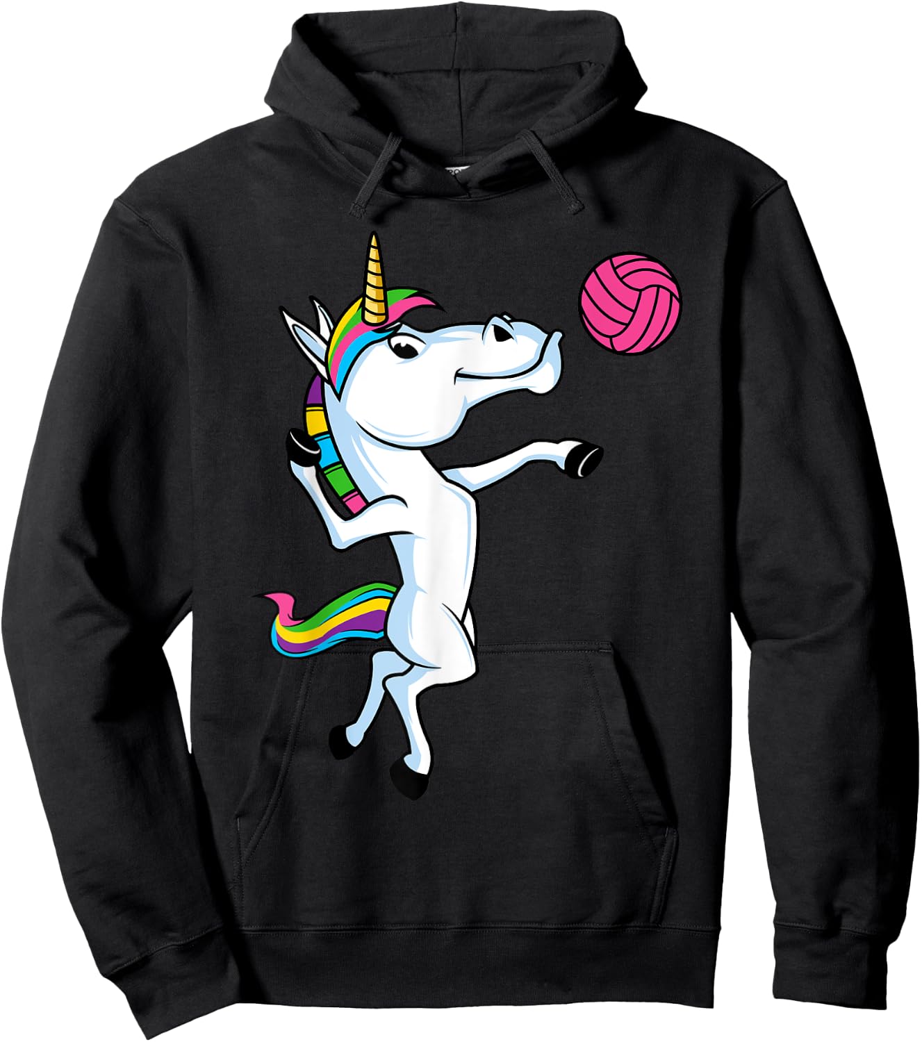 Funny Unicorn Sports Volleyball Magical Ball Player Athlete Hoodie - Hoodie | Black