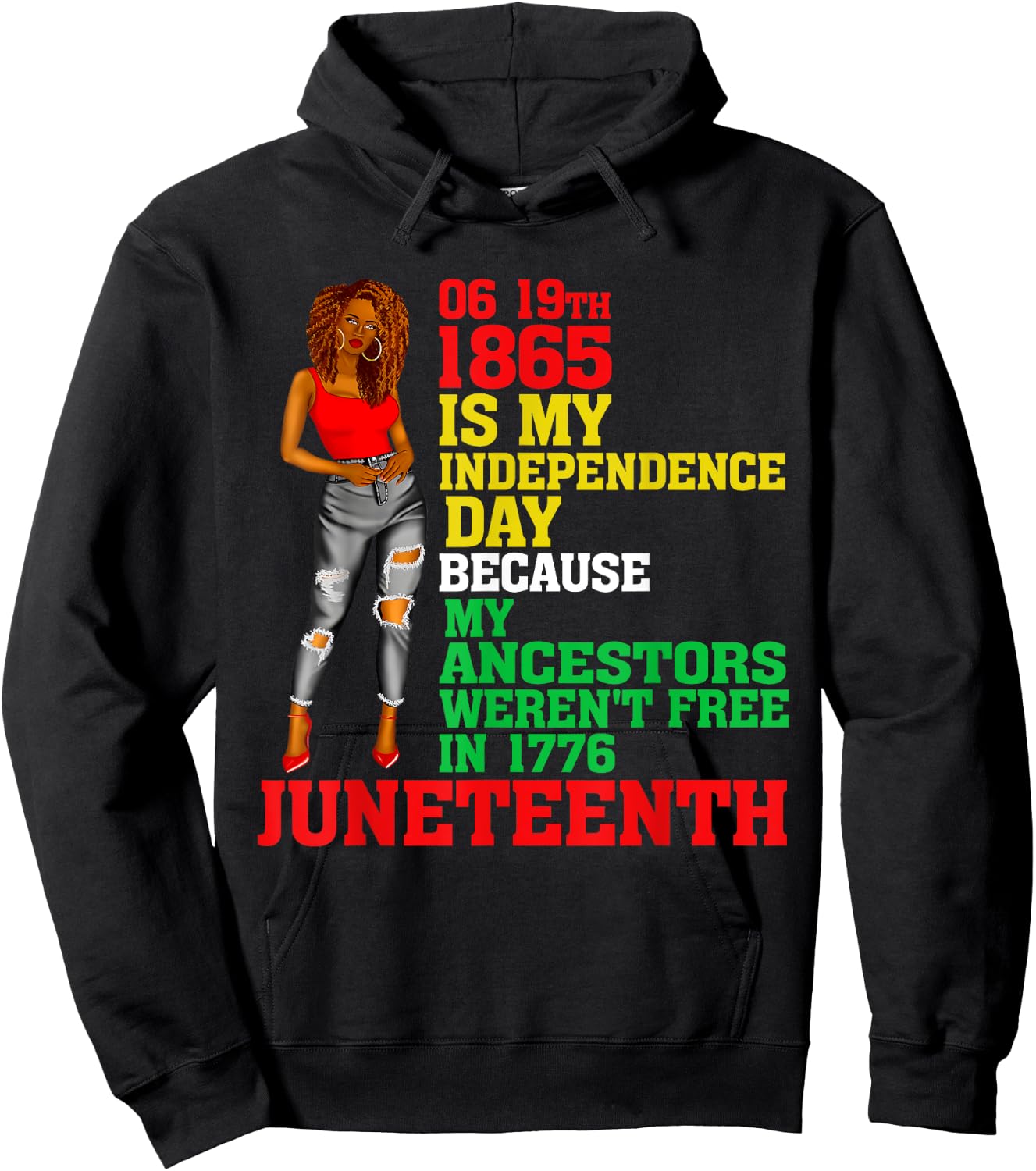 Happy Juneteenth Is My Independence Day Free Black Women Hoodie - Hoodie | Black
