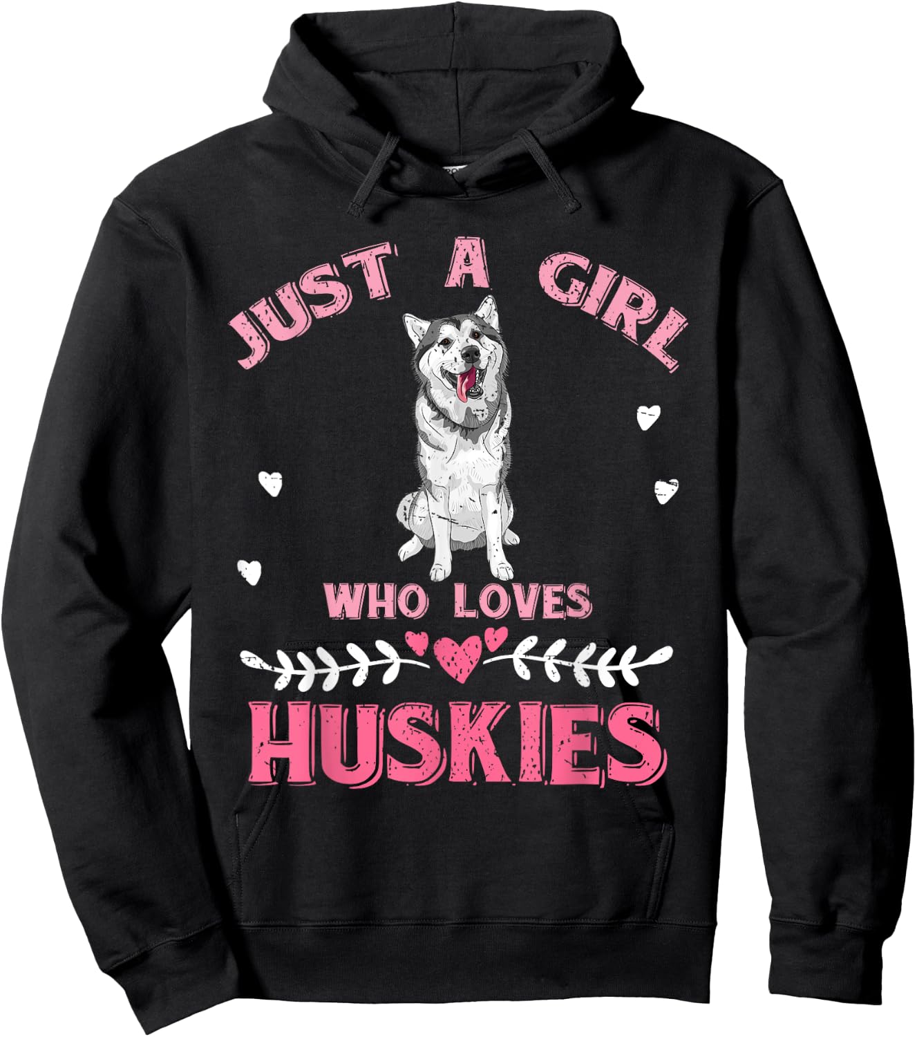 Just A Girl Who Loves Huskies Dog Lover Women Girls Husky Hoodie - Hoodie | Black