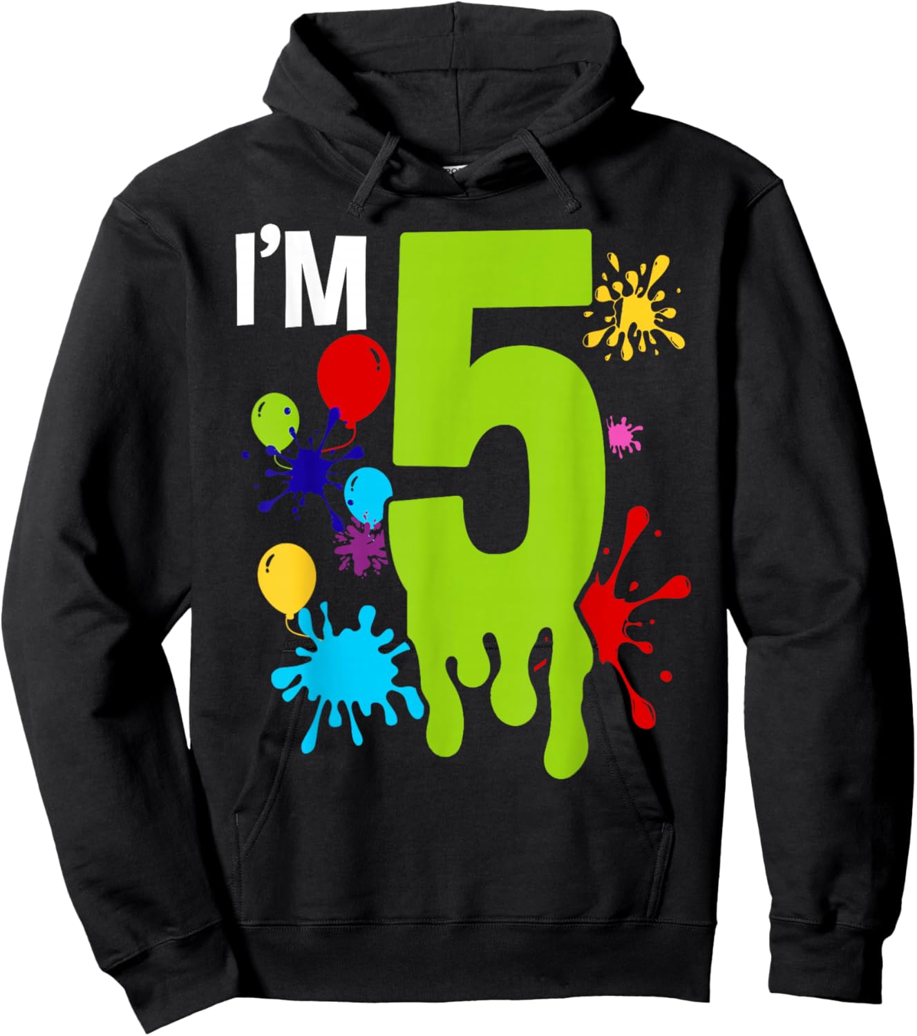 Slime 5th Birthday Party 5 Year Old Bday Party Kid Hoodie - Hoodie | Black