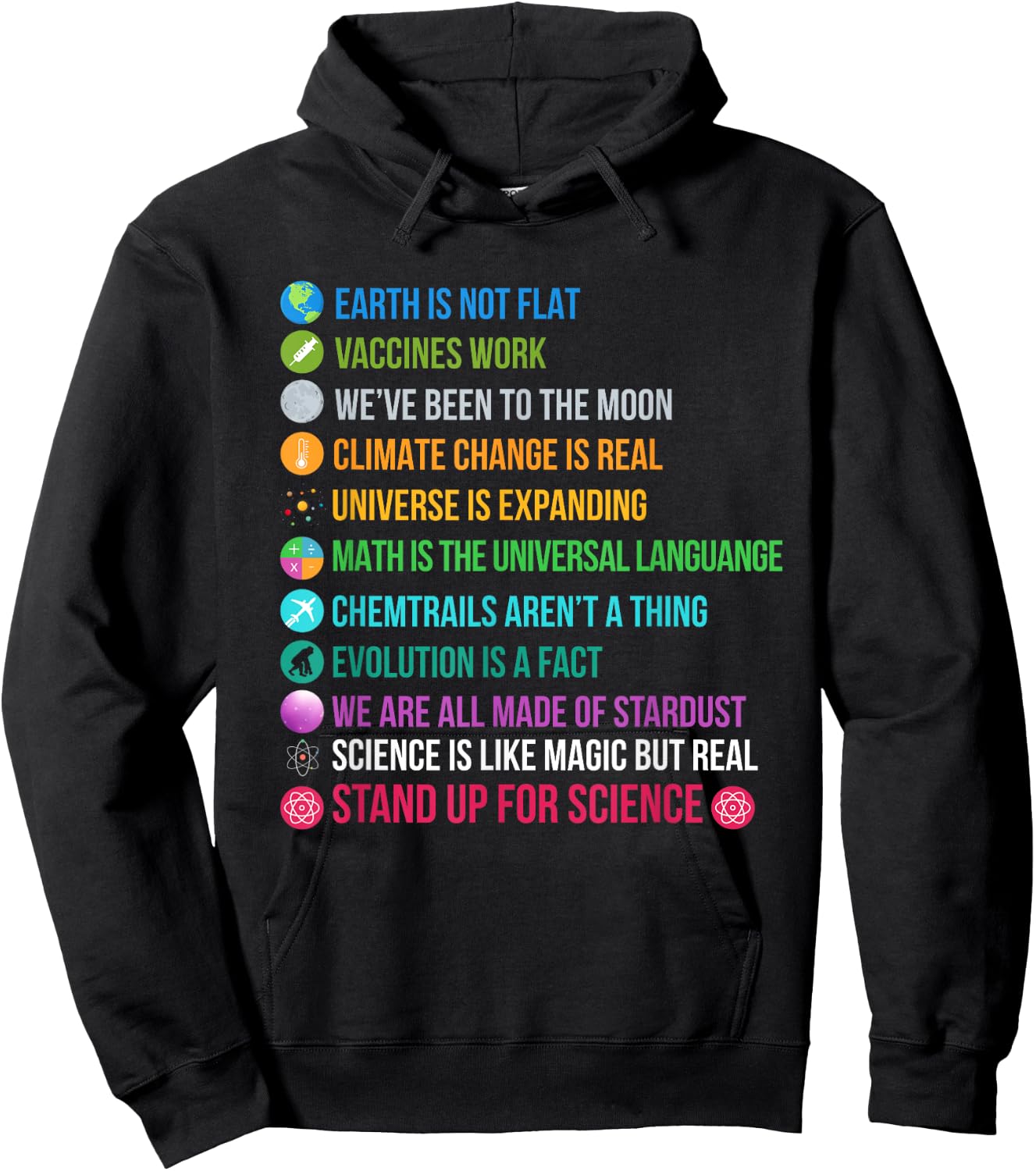 Earth is Not Flat Stand up for Science Hoodie - Hoodie | Black
