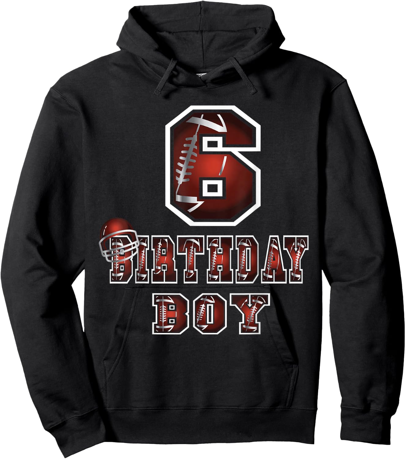6th Birthday Boy 6 Years Old Football Lover Theme Party Hoodie - Hoodie | Black
