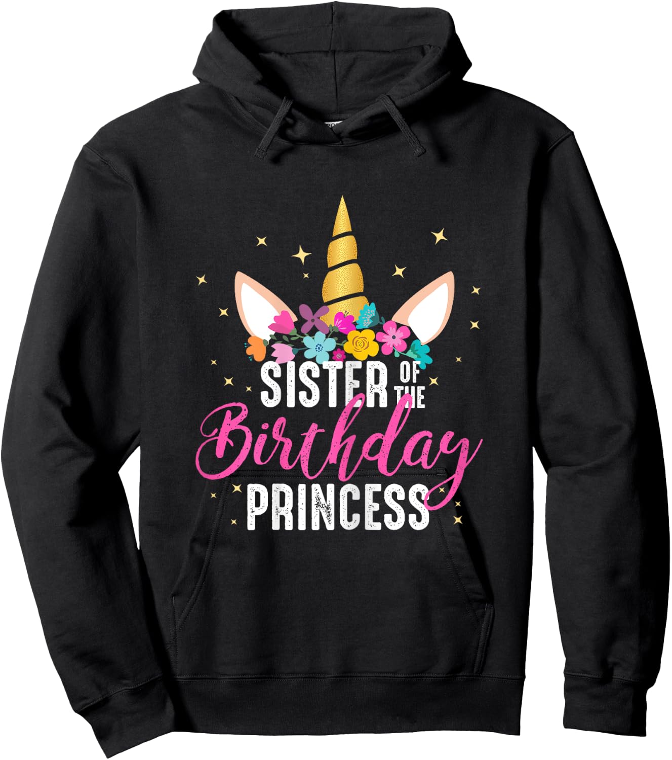 Sister Of The Birthday Princess Gifts Unicorn Birthday Hoodie - Hoodie | Black