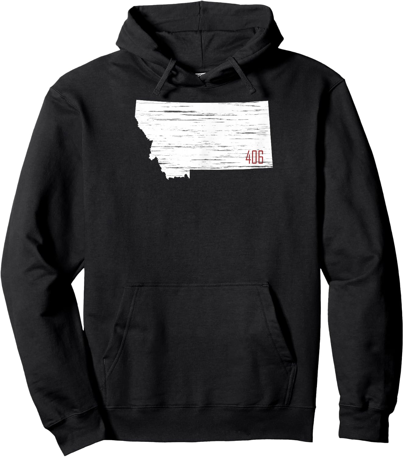 White State of Montana Distressed with 406 MT Area Code Hoodie - Hoodie | Black