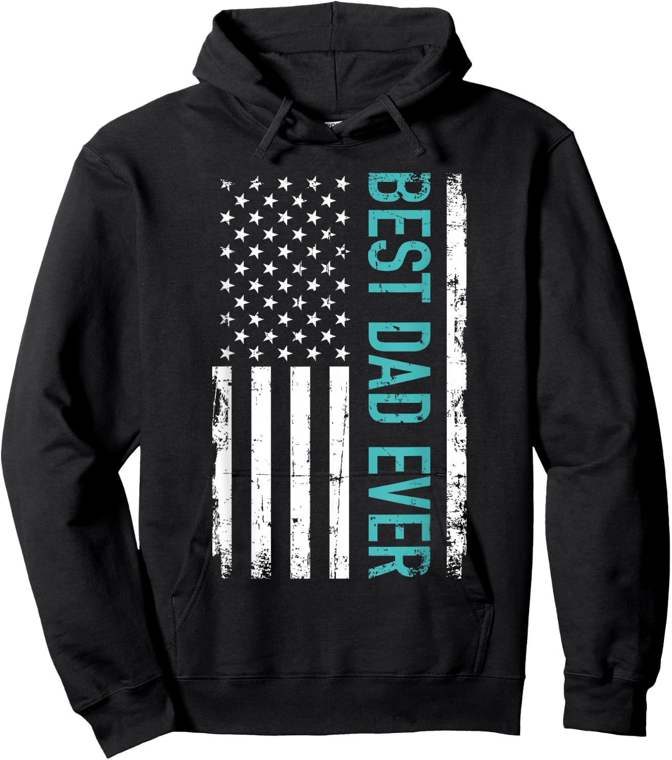 Father's day Best dad ever with US american flag Short Sleeve Hoodie - Hoodie | Black