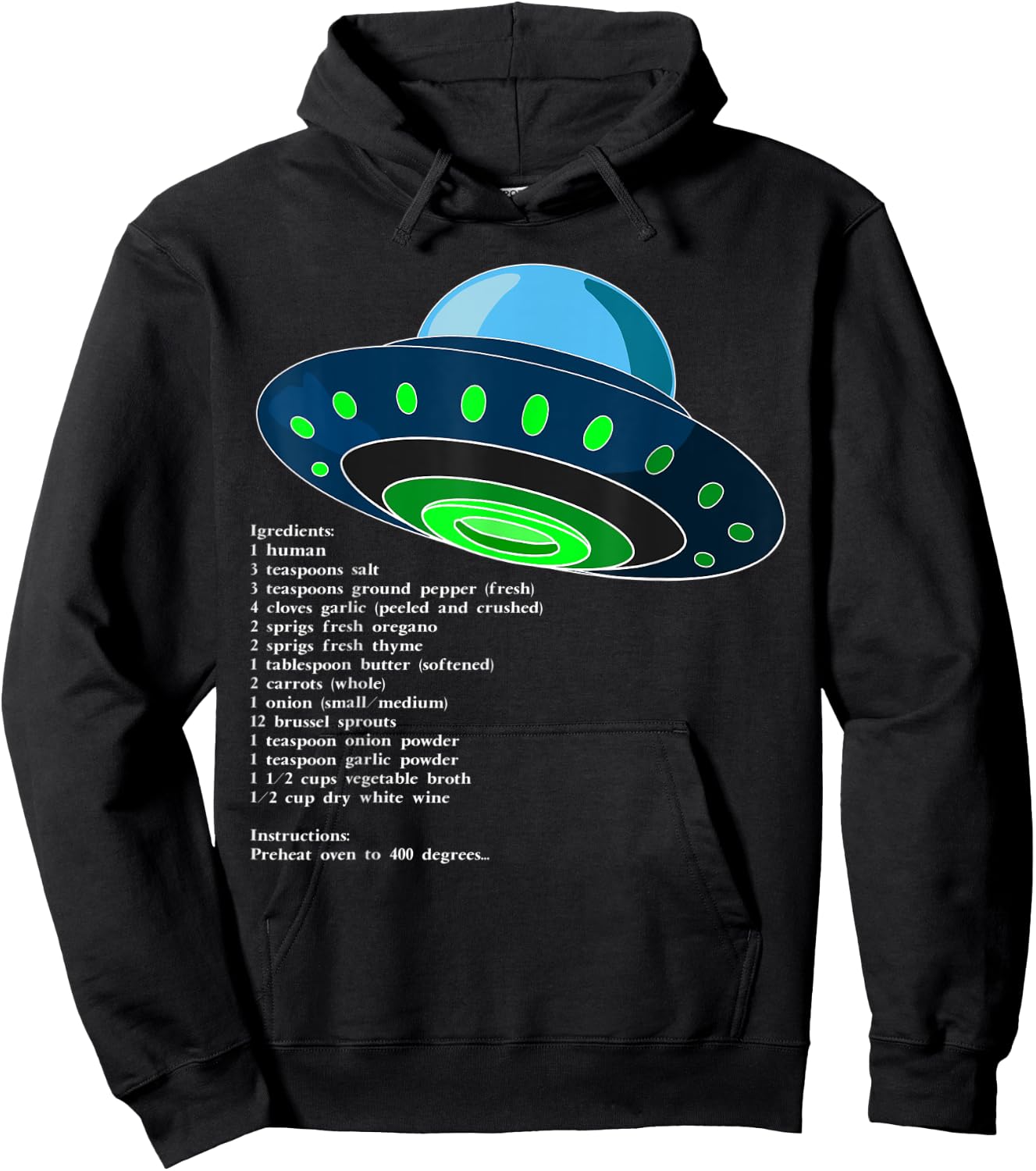 UAP or UFO - How To Serve Man - The New Martian Cookbook Hoodie - Hoodie | Black