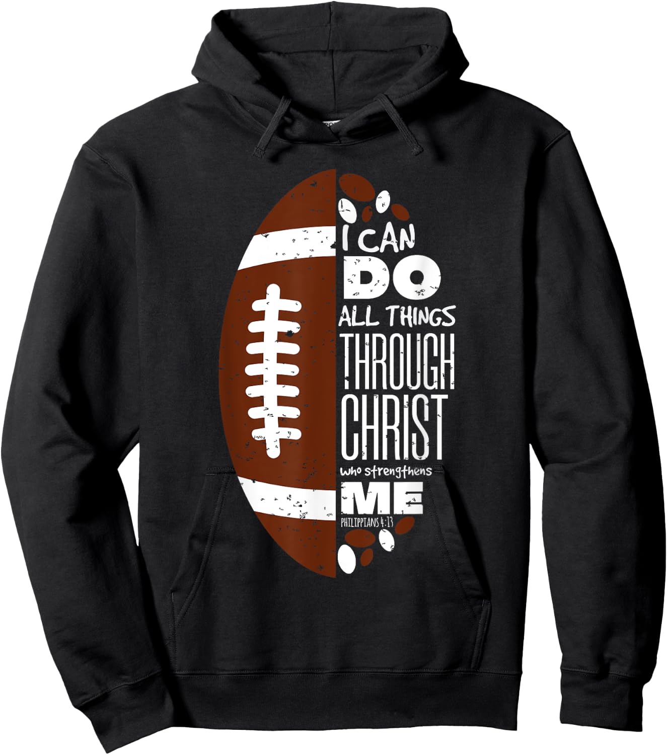Philippians 4:13 Christian Football Funny Bible Verse Gift Hoodie - Hoodie | Black