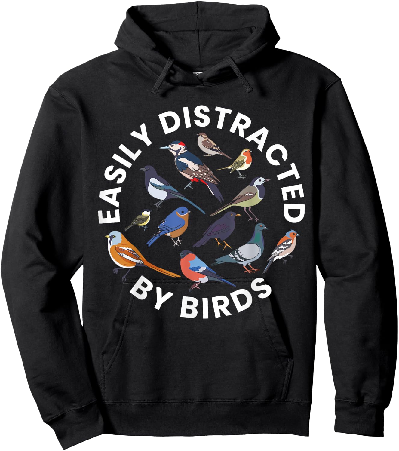 Easily Distracted By Birds Birdwatching Bird Owner Hoodie - Hoodie | Black