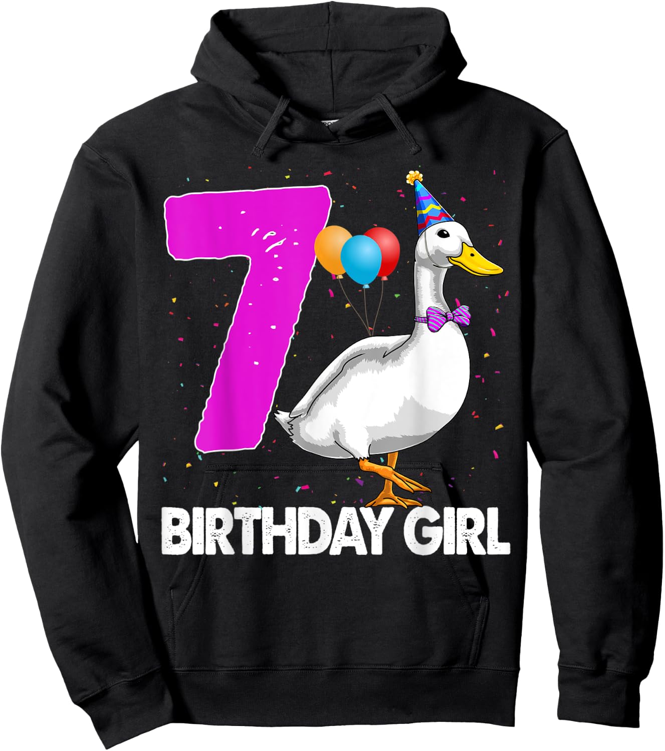 Funny Birthday Girl 7 Duck Shirt Women Duck Lovers Hoodie - Hoodie | Black