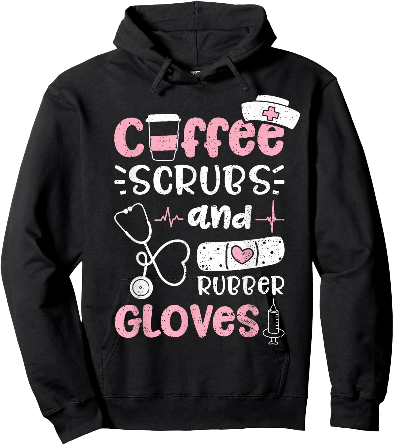 Coffee Scrubs And Rubber Gloves - Nurse Hoodie - Hoodie | Black