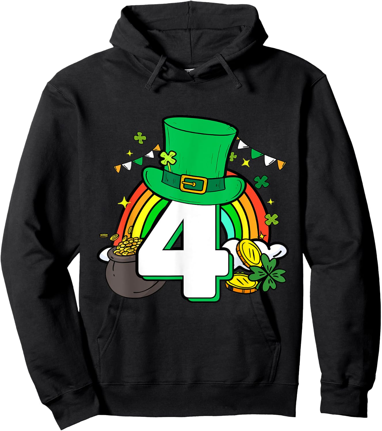 4th Birthday St Patrick's Day 4 Years Old Boys Girls Kid Hoodie - Hoodie | Black