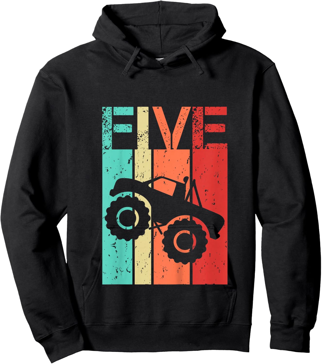 5 Year Old Monster Truck Birthday 5th Birthday Boy Girl Hoodie - Hoodie | Black