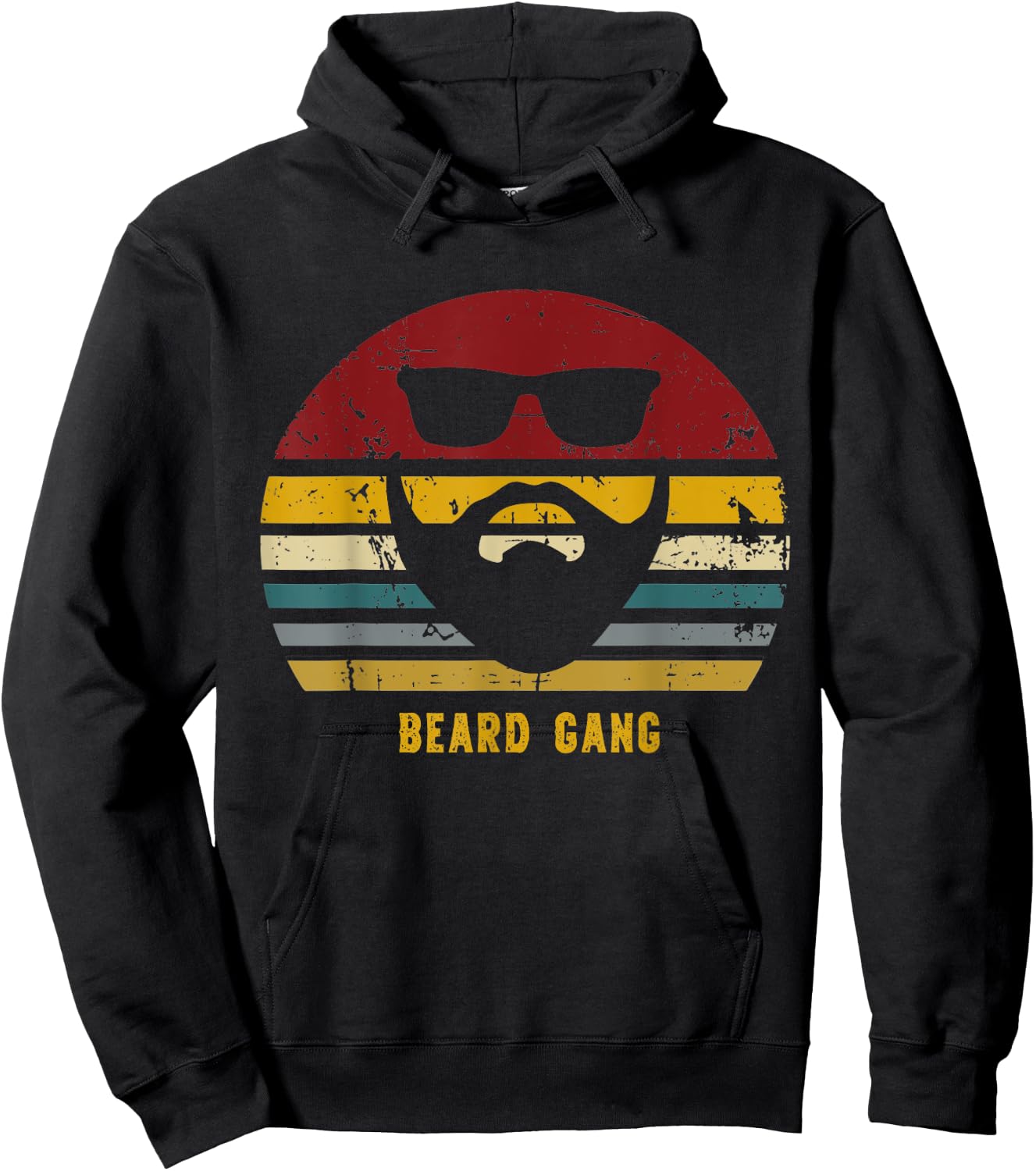 Vintage Beard Gang Funny Bearded Present Hoodie - Hoodie | Black
