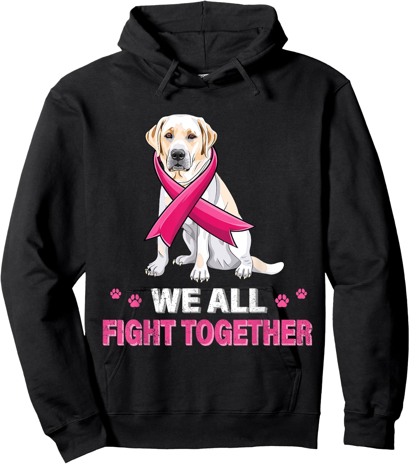 we all fight together Breast Cancer Awareness Dog Labrador Hoodie - Hoodie | Black