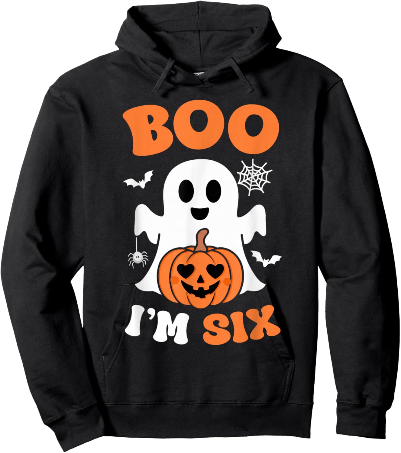 Ghost Boo I'm Six Year 6th Birthday Boys Halloween Groovy Hoodie - Hoodie | Black