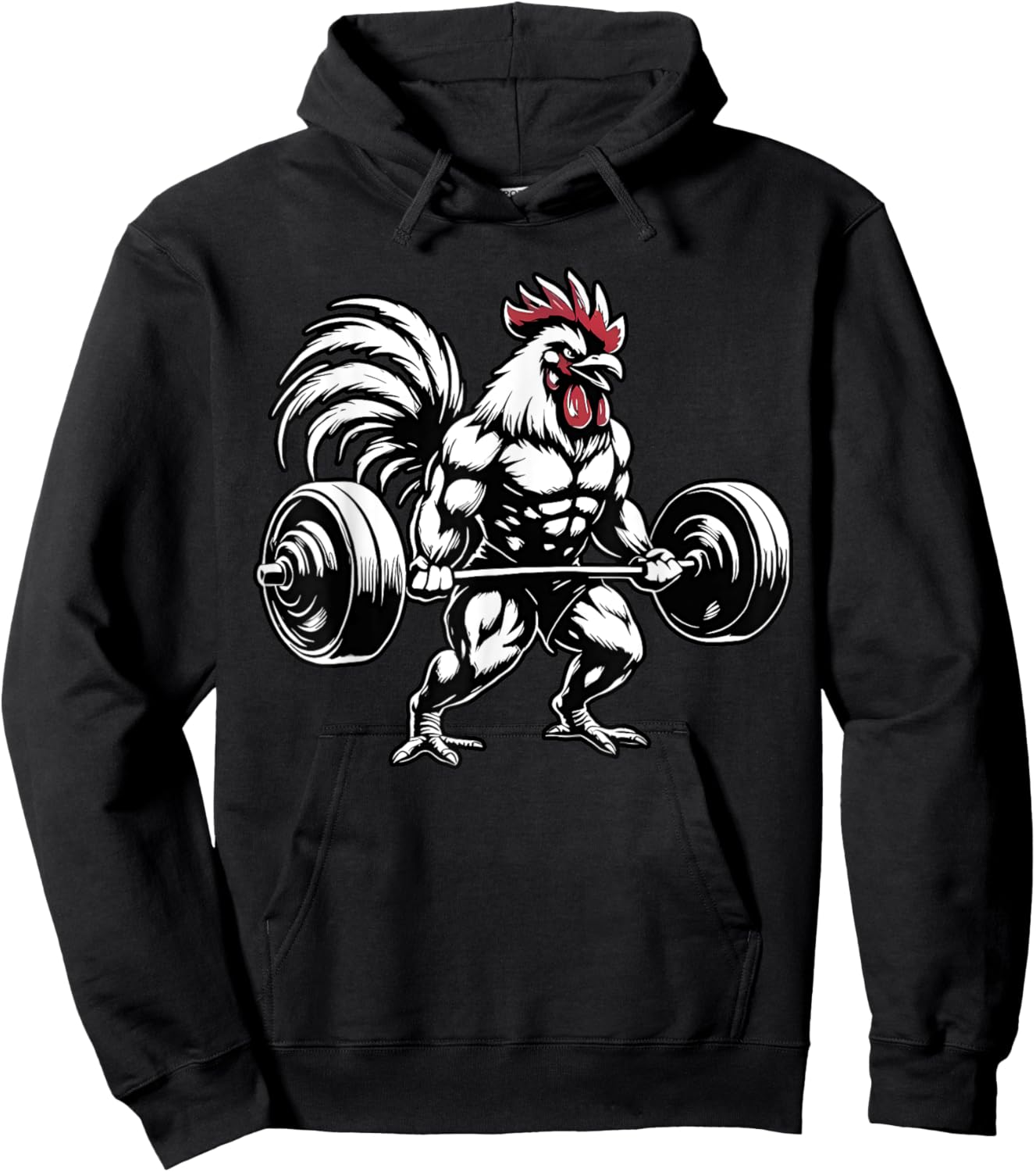 Vintage Rooster Weightlifting Bodybuilder Muscle Fitness Hoodie - Hoodie | Black