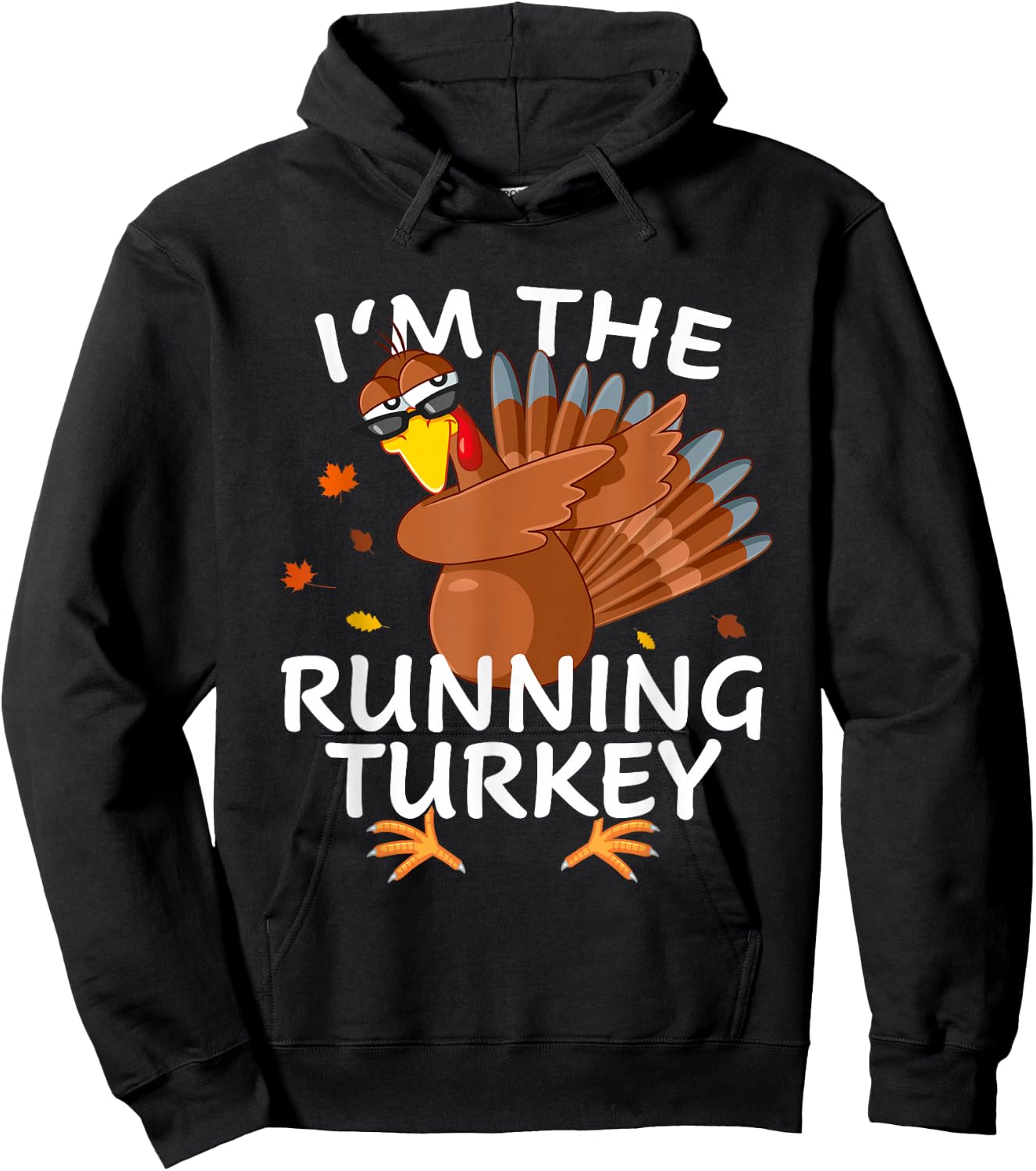 Running Turkey Matching Outfit Thanksgiving Pajamas Family Hoodie - Hoodie | Black