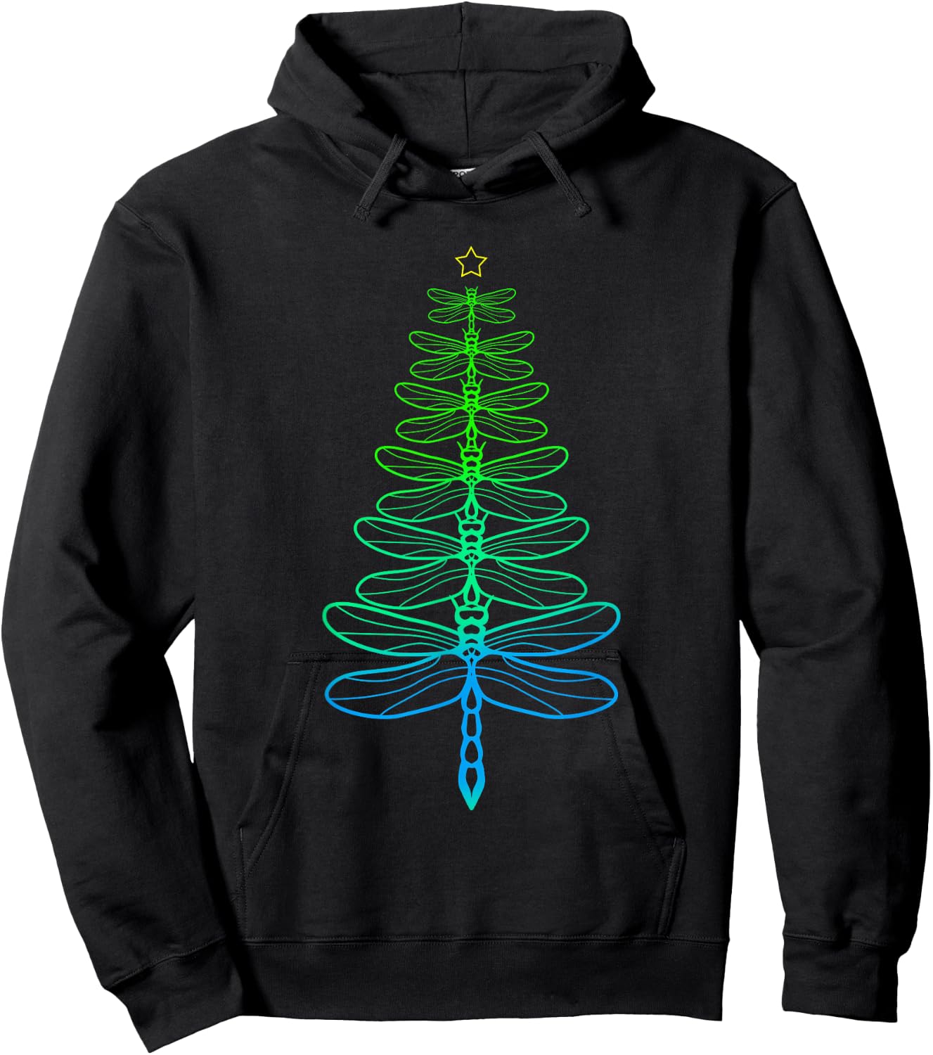 Dragonfly Christmas Tree Hoodie - Hoodie | Black