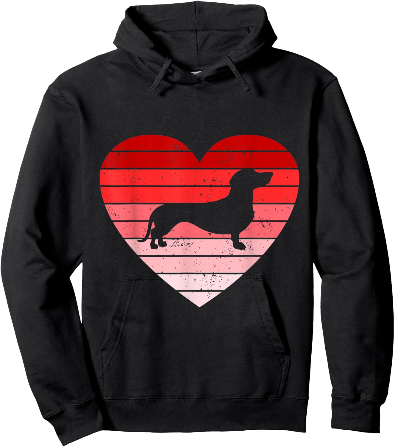 Retro style Valentines day Dachshund Lover Gift Hoodie - Hoodie | Black