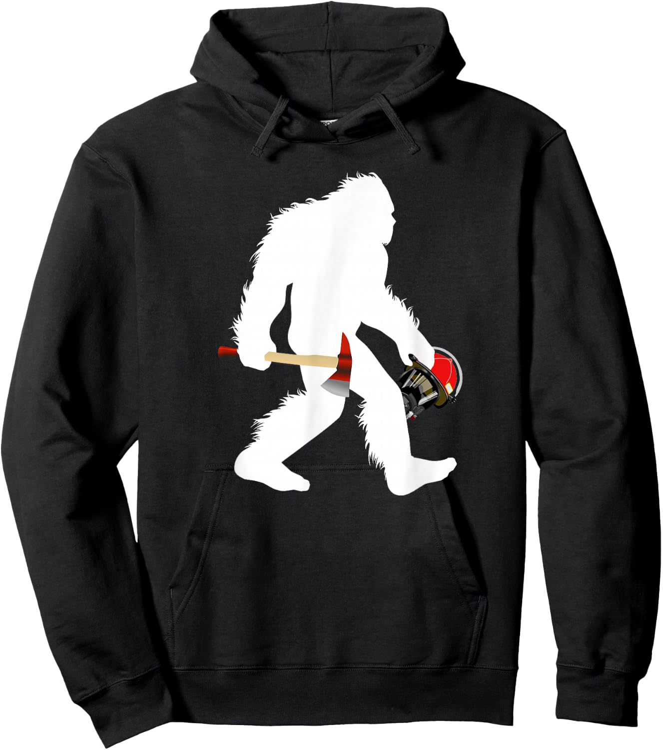 Bigfoot Wildland Firefighter Woodland Sasquatch Fireman Hoodie - Hoodie | Black