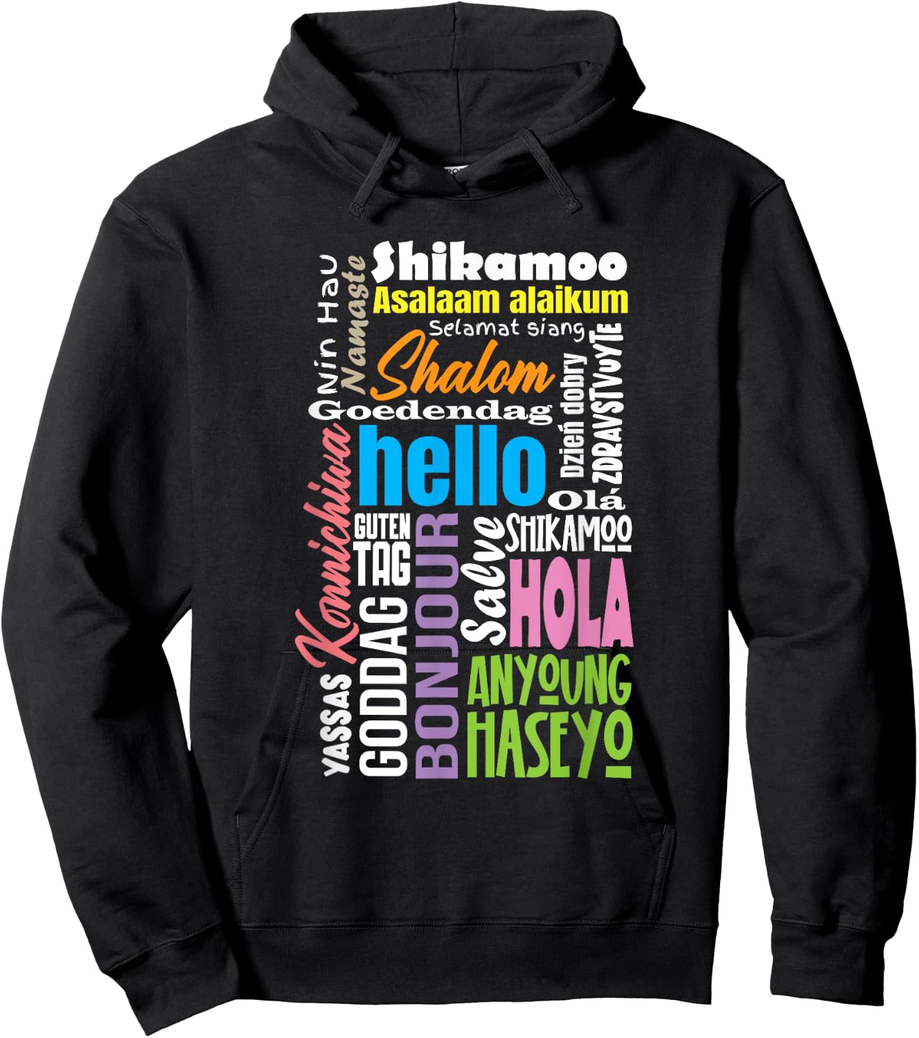 Multilingual Teacher Hello Different Languages Polyglot Women Hoodie - Hoodie | Black