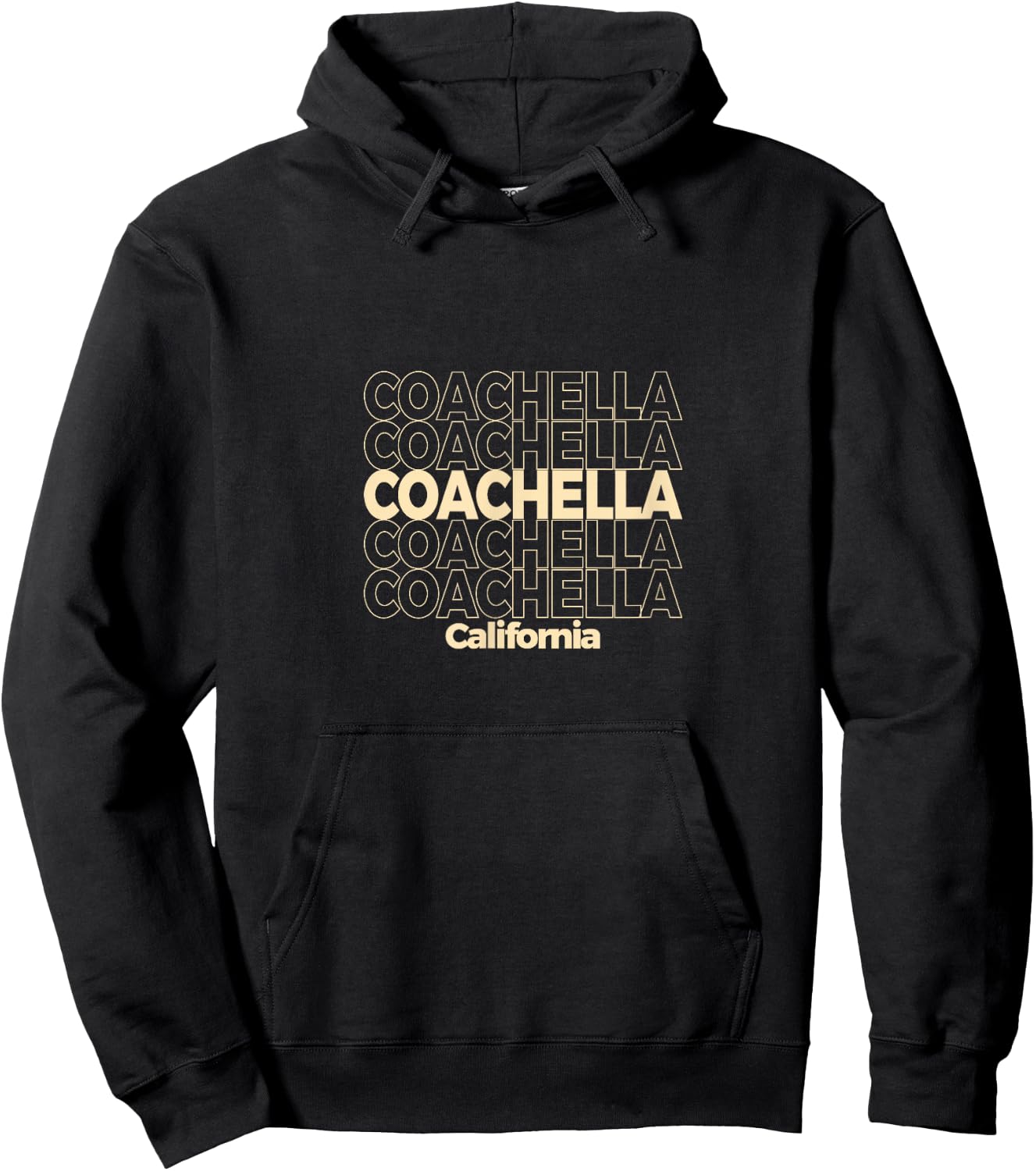 Vintage Coachella, California Repeating Text , Small, Black Hoodie - Hoodie | Black