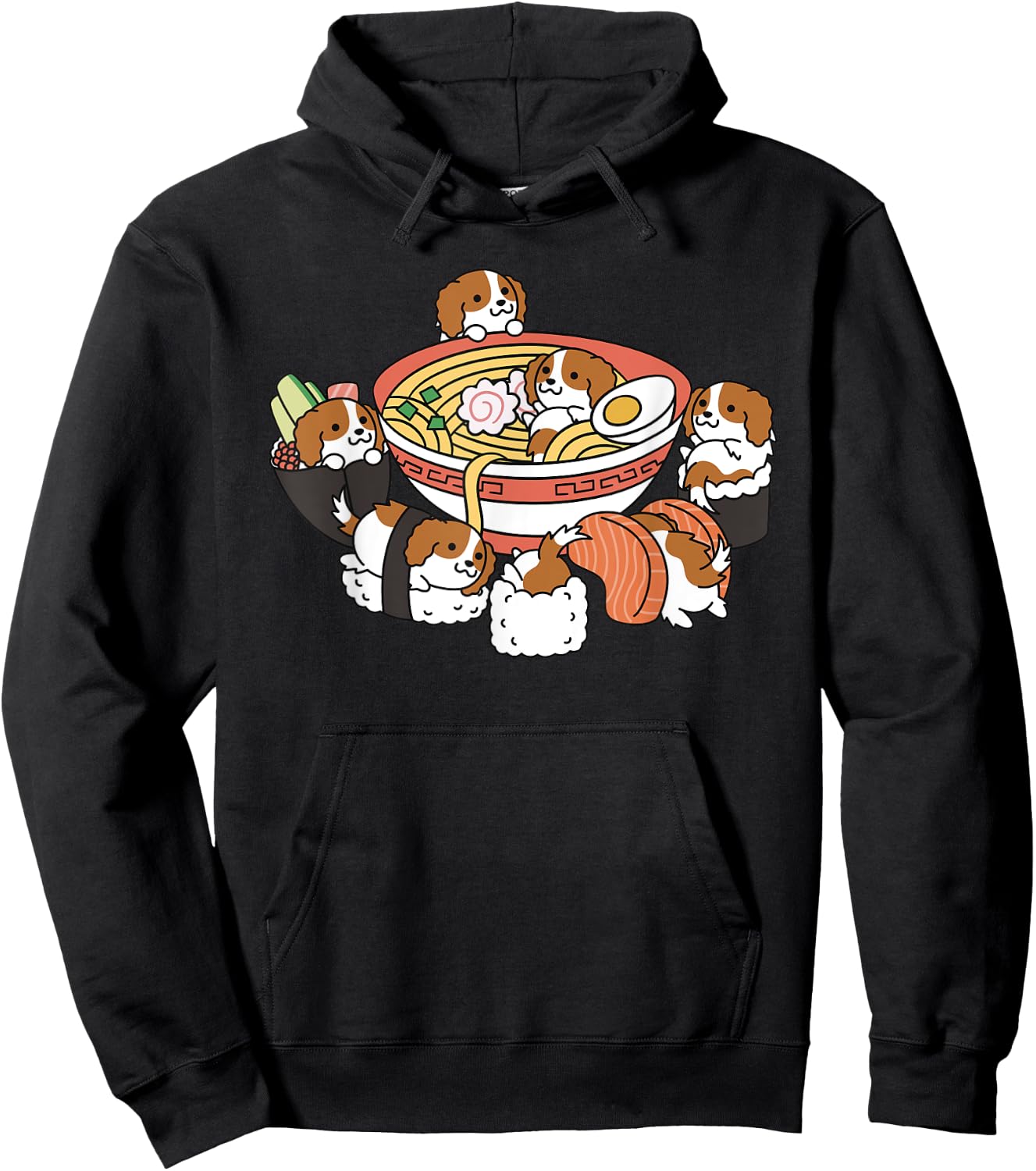 Ramen Sushi Cavalier King Charles Spaniel Dog Hoodie - Hoodie | Black