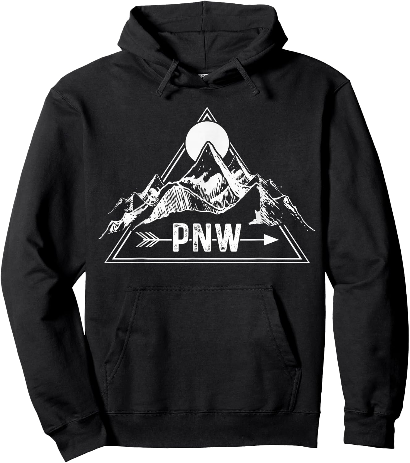 PNW - Pacific Northwest Outdoor Apparel Co. Black Adults , Small, Short Sleeve, , Modern Mountain Letter Print Embroidery Hoodie - Hoodie | Black
