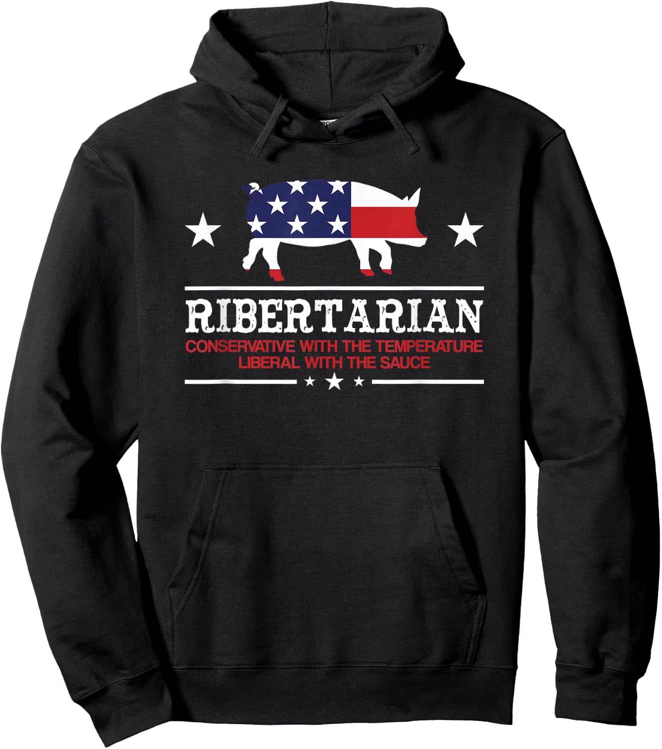 Ribertarian Ribs Pig Patriot Grilling Smoker Grill Funny BBQ Hoodie - Hoodie | Black