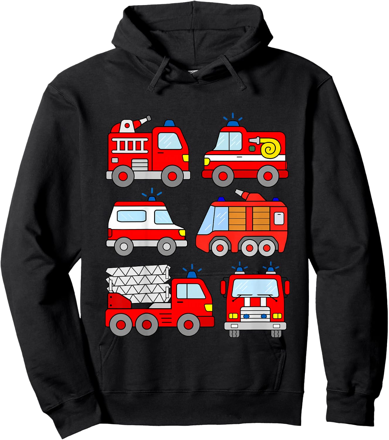 Fire Truck Boys Toddlers Emergency Vehicle Hoodie - Hoodie | Black