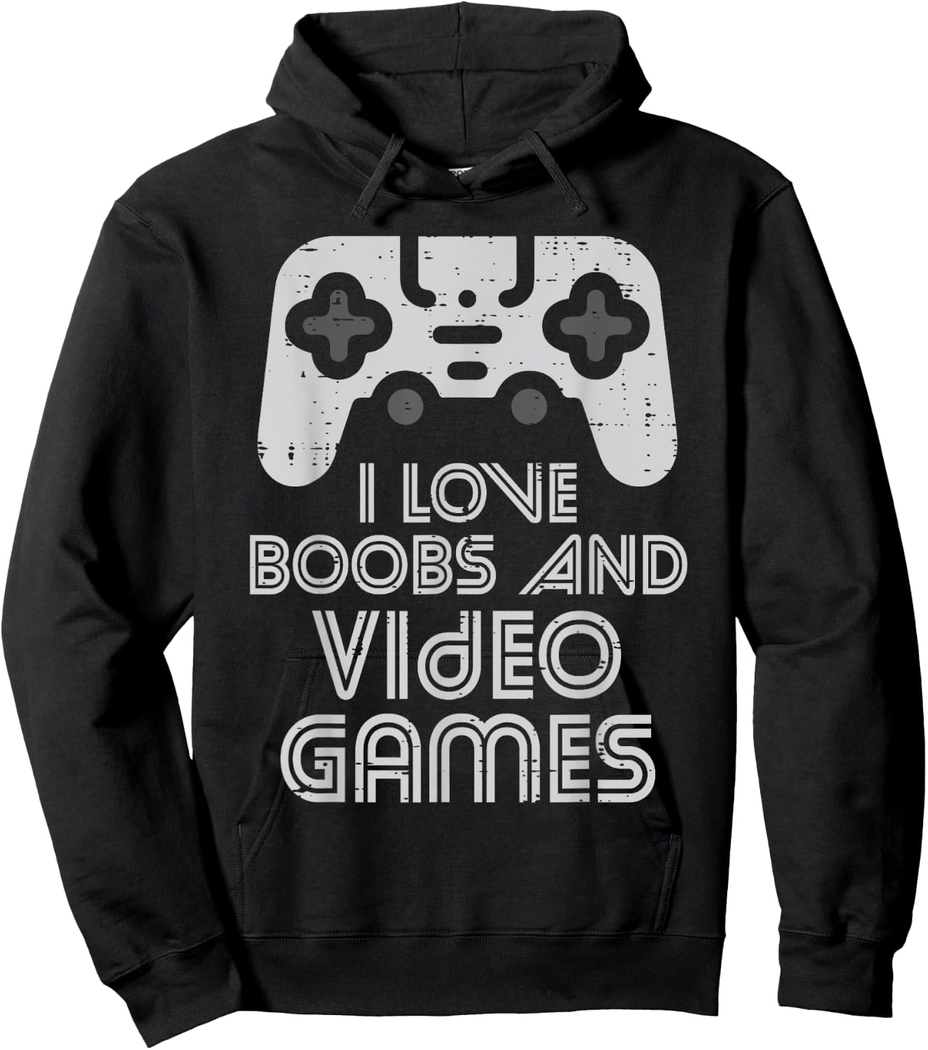 I Love Boobs And Video Games Funny Gaming Gamer Adult Men Hoodie - Hoodie | Black