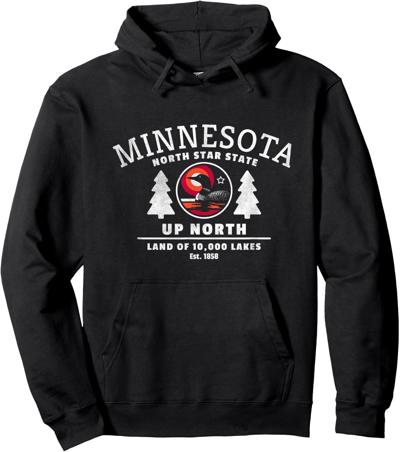 Minnesota - North Star State - Up North with Loon Hoodie - Hoodie | Black