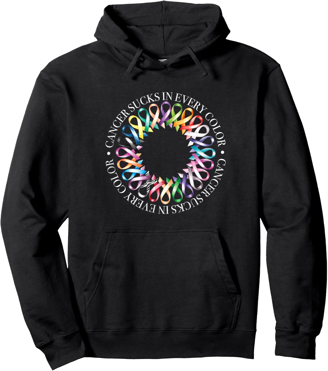 Cancer Sucks In Every Color, Fight Cancer Ribbons Hoodie - Hoodie | Black