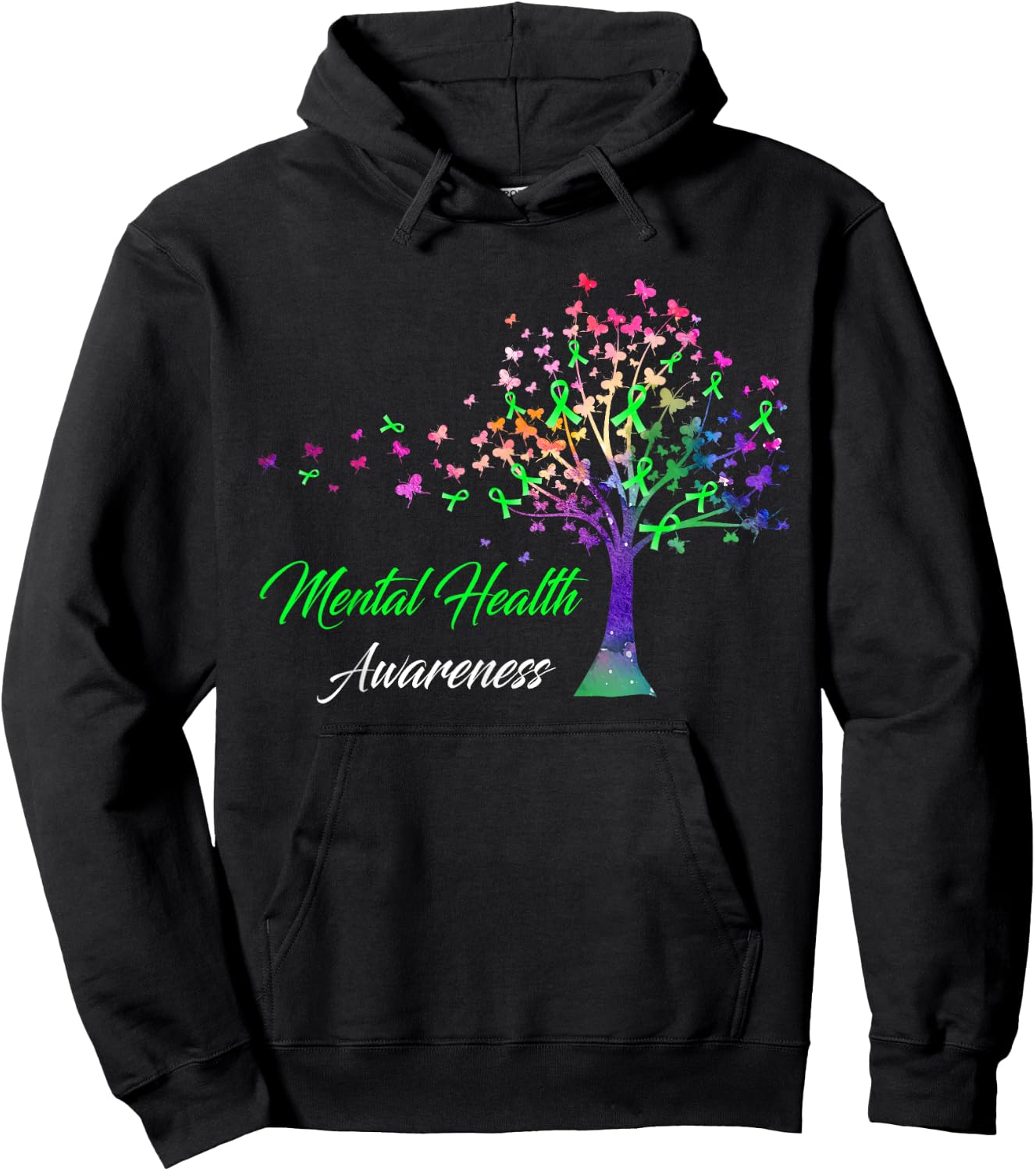 Tree Ribbon Mental Health Awareness Hoodie - Hoodie | Black
